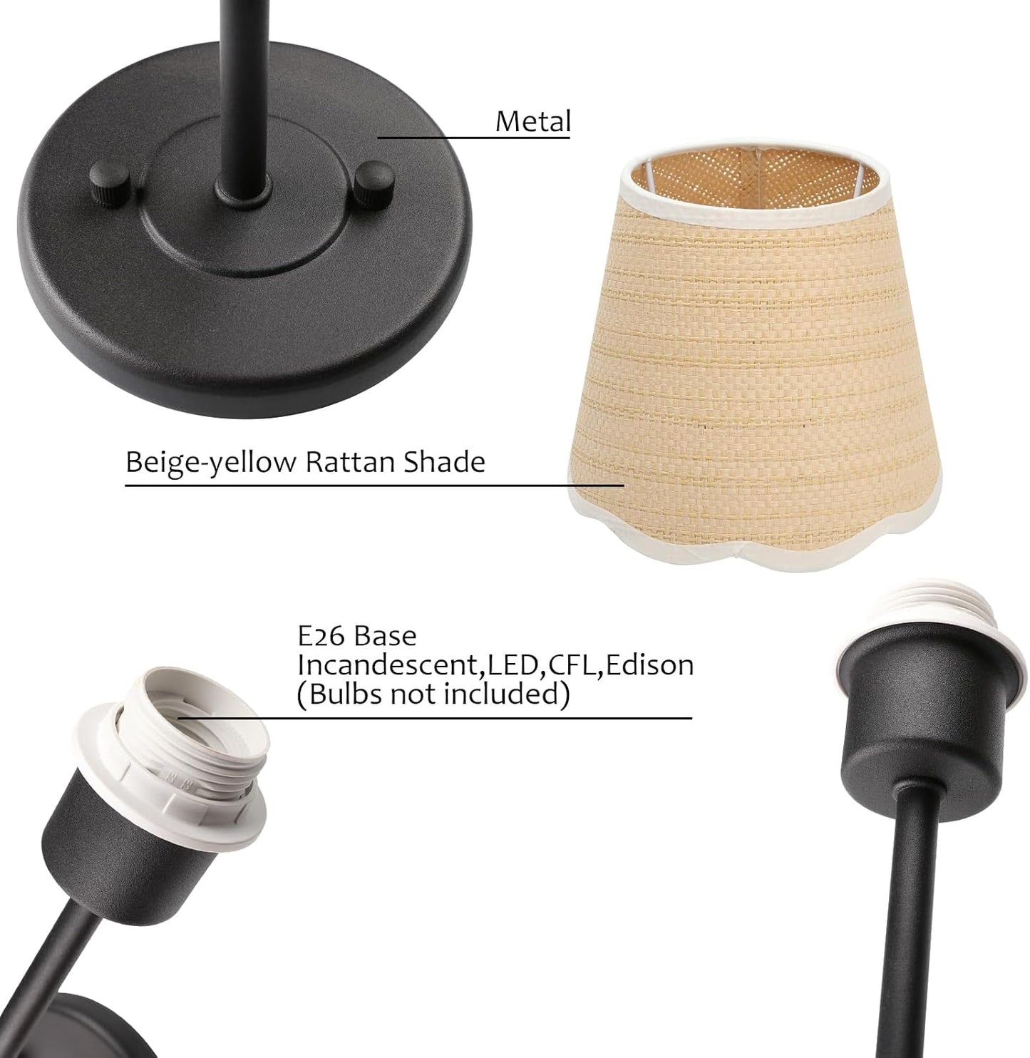 Hardwired Bathroom Vanity Lights Curved Arm / Black-rattan / Woven Rattan / Set of 2
