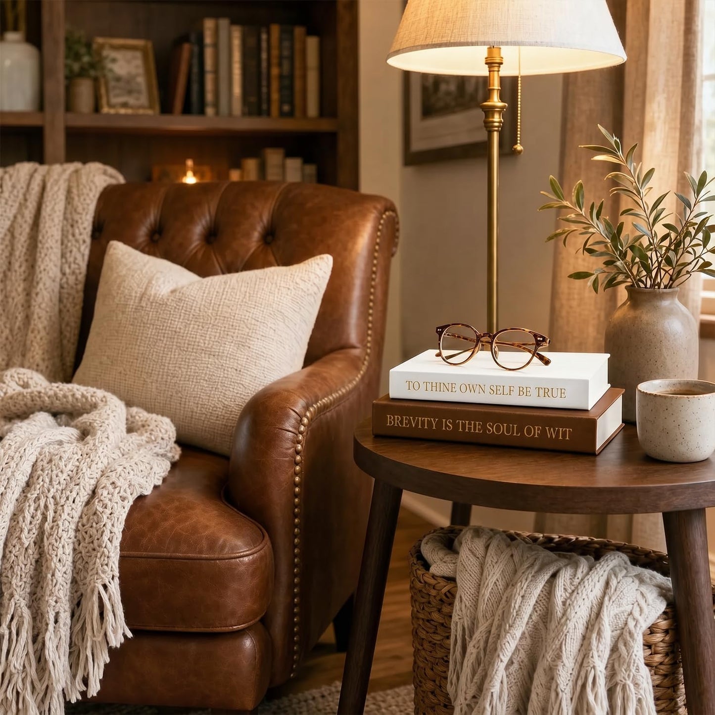 Decorative Linen Books / Warm Earth & Cream White / Set of 2