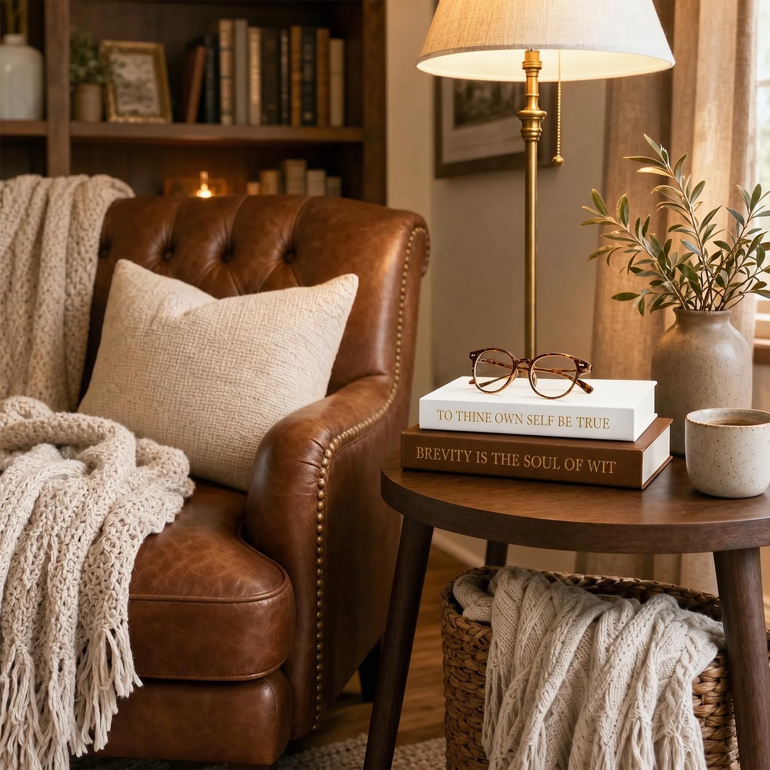 Decorative Linen Books / Warm Earth & Cream White / Set of 2