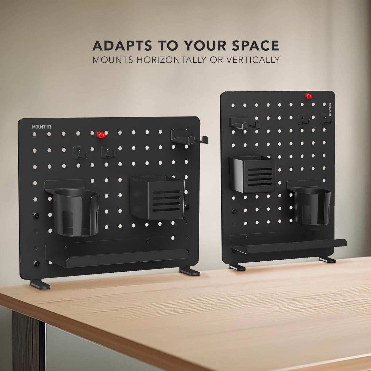 Mount-It! Clamp-On Magnetic Pegboard Organizer, 16.5x15.9 | No-drill desktop storage with 7 accessories, vertical or