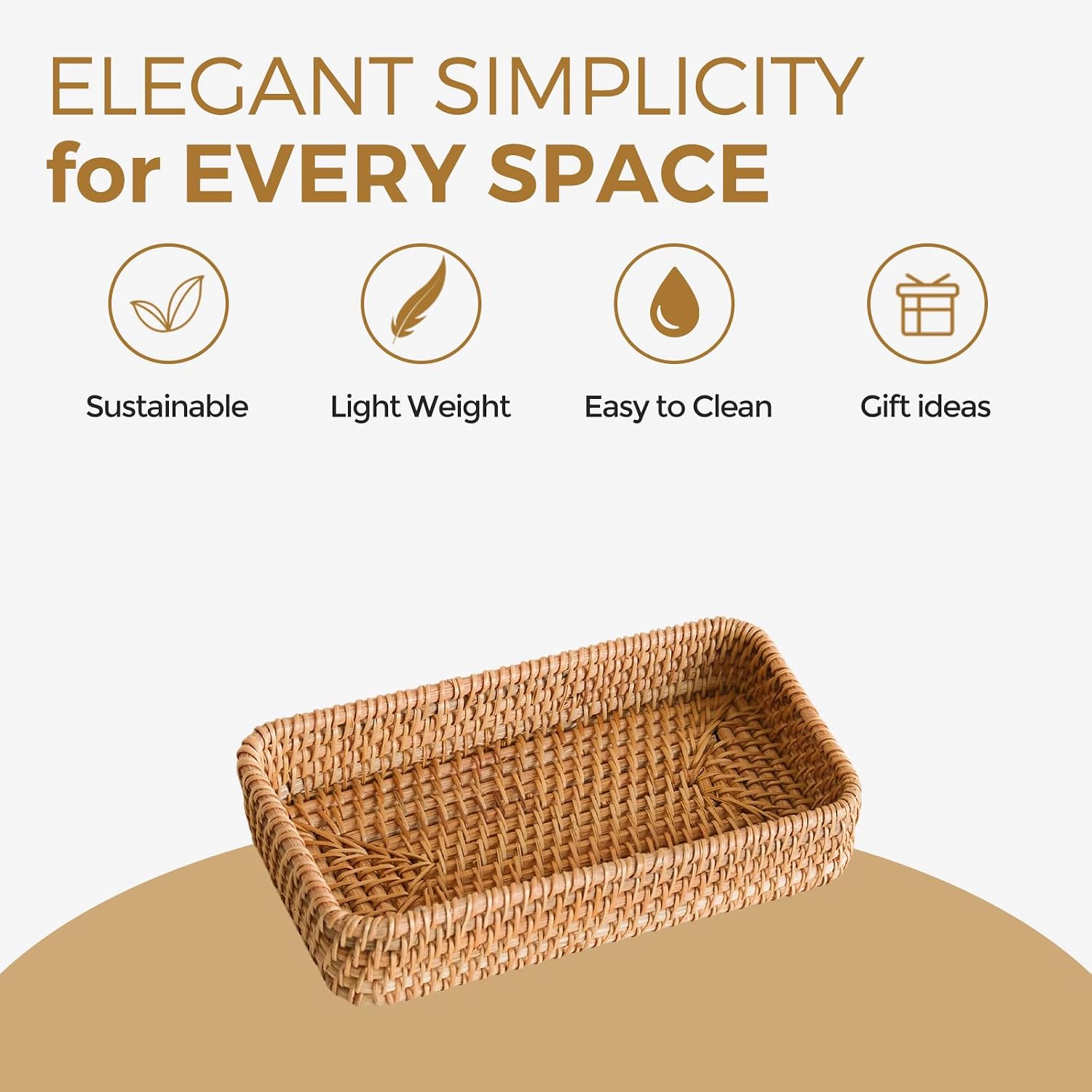 Small Rattan Serving Tray / 8.2 x 4.3 / XS / Natural