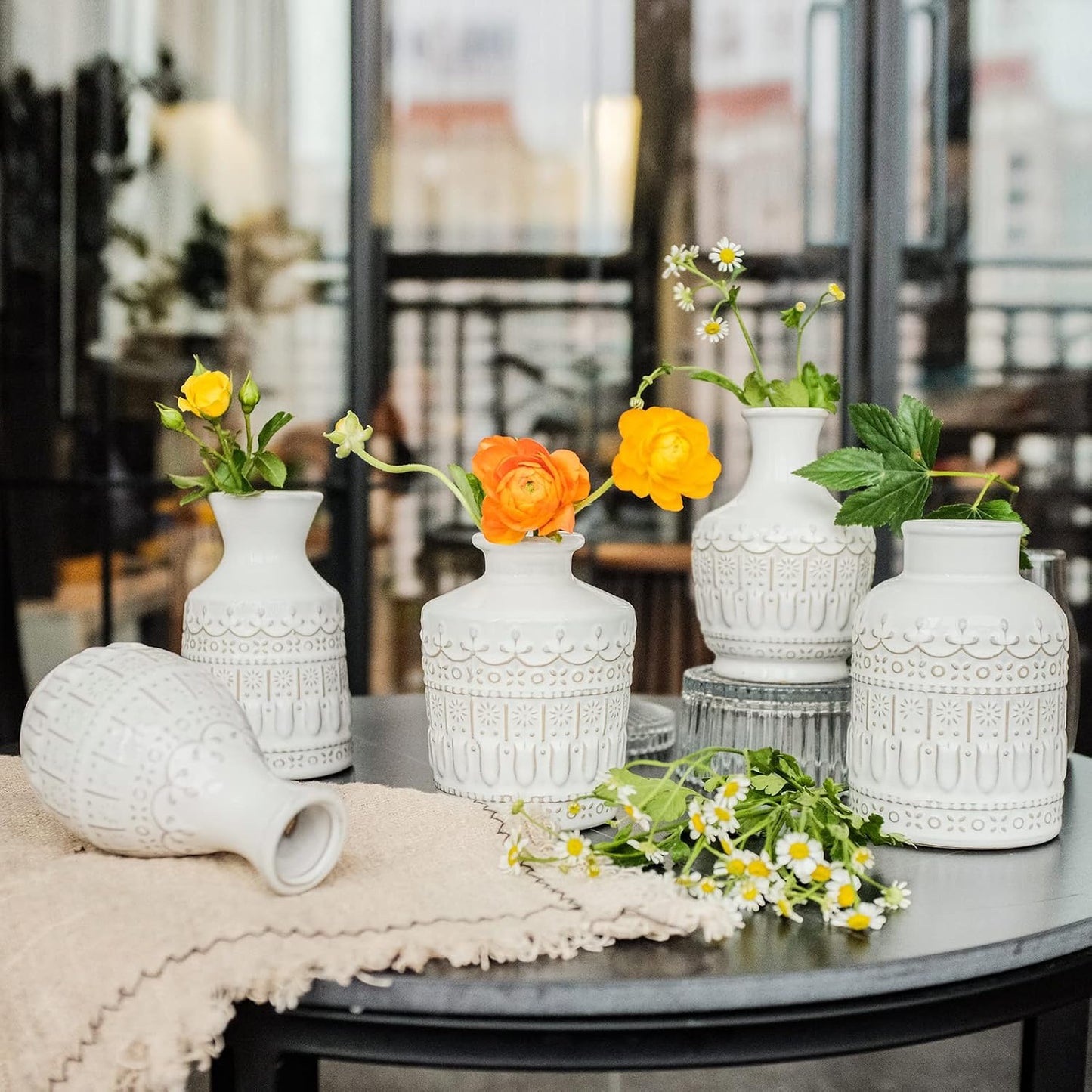 Vintage Vases for Centerpieces / White / Set of 10