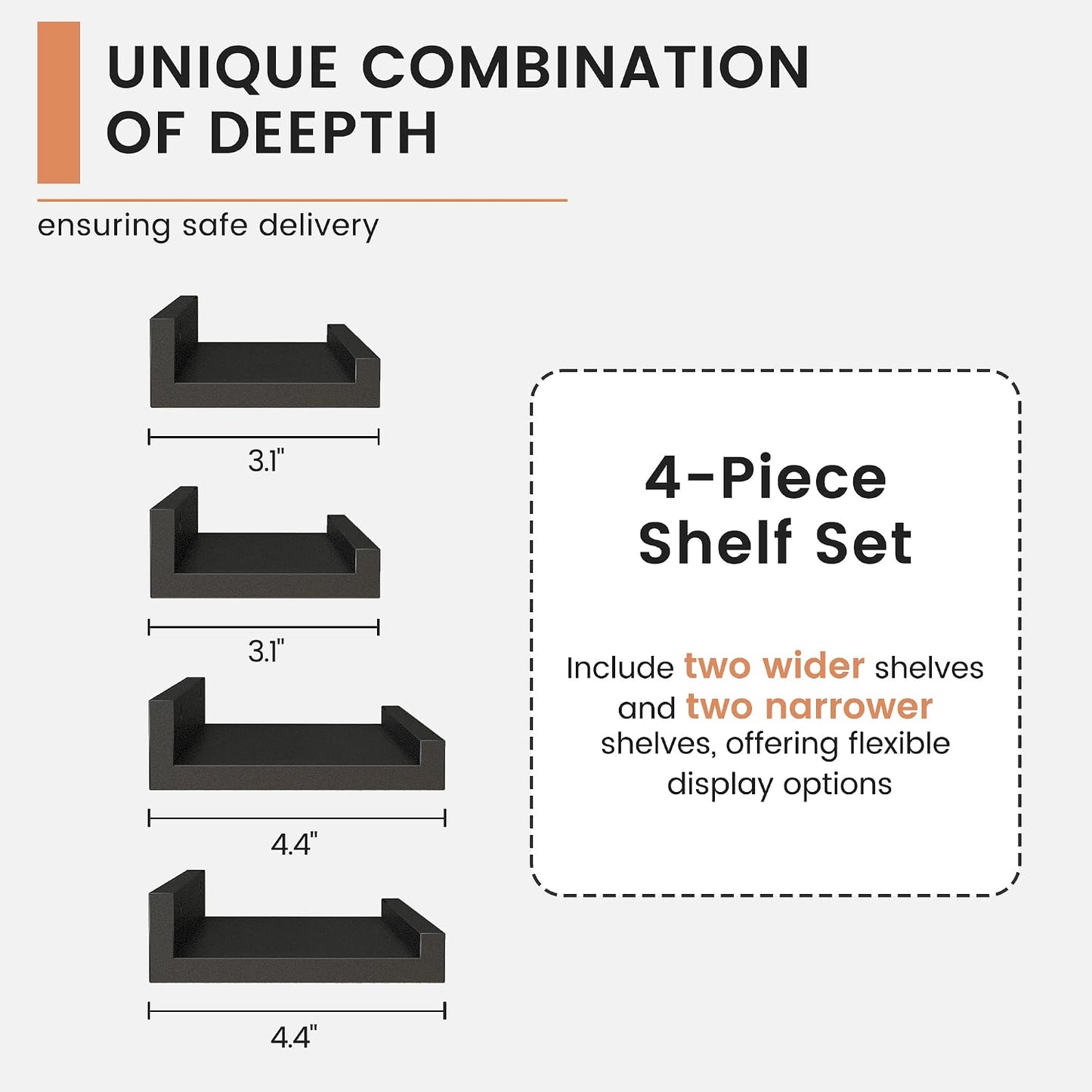 Floating Picture Ledge Shelves for Wall Set of 4, 36 Inch Wall Shelves with Lip Long Large Nursery Book Shelf for Toys