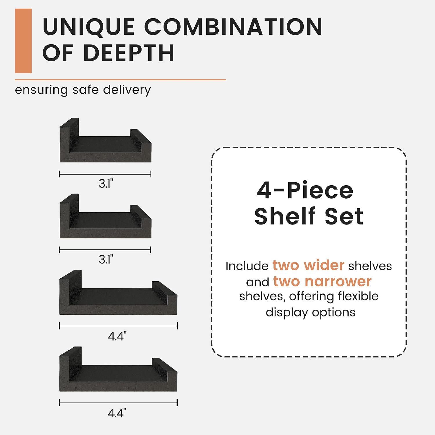 Floating Picture Ledge Shelves for Wall Set of 4, 36 Inch Wall Shelves with Lip Long Large Nursery Book Shelf for Toys