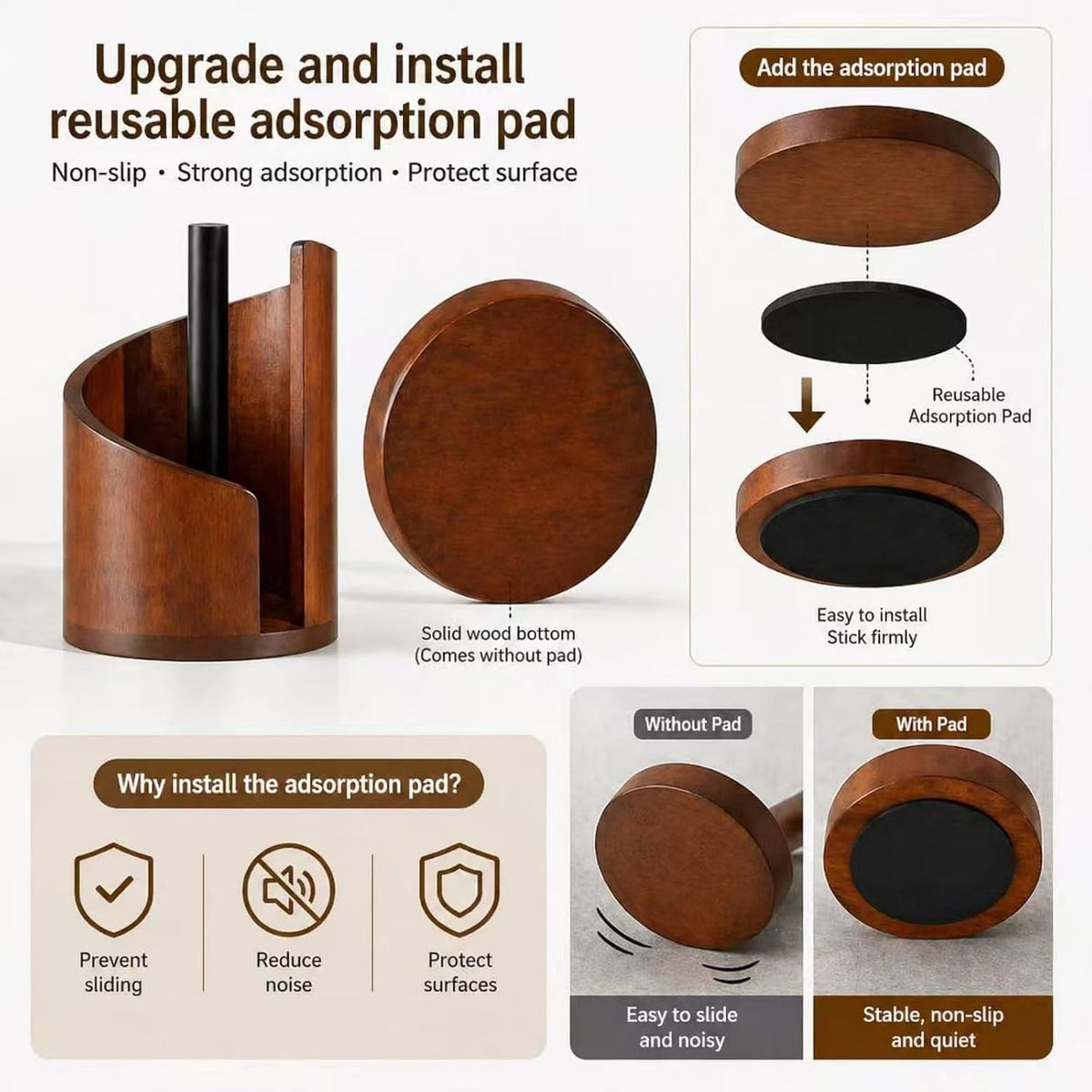 Yamagata Tissue Holder for countertop use, Made of Mango Wood, Sturdy and Stable, Rustic Style Decoration for Kitchen