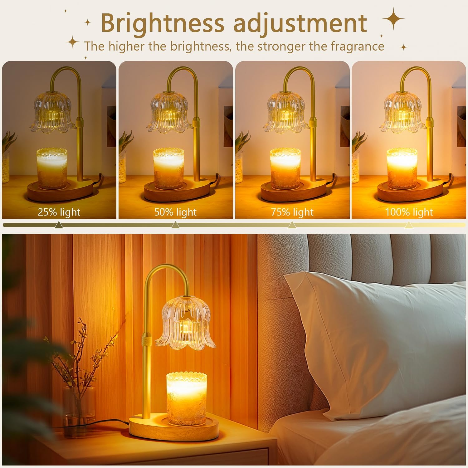 Candle Warmer Lamp Flower Electric Timer - Home Decor Women Birthday Gifts