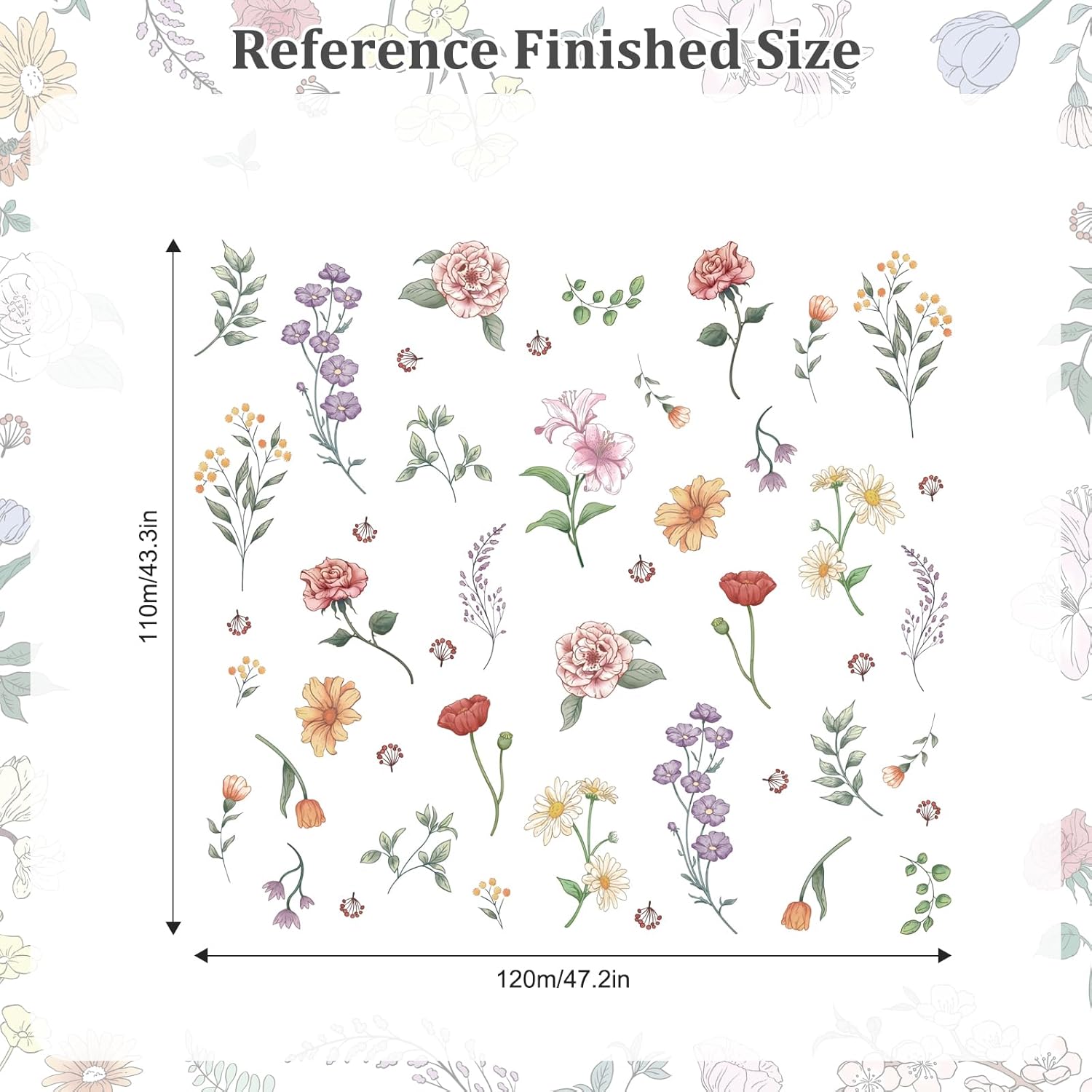 Retro Colorful Wildflower Wall Stickers / Colorful Retro