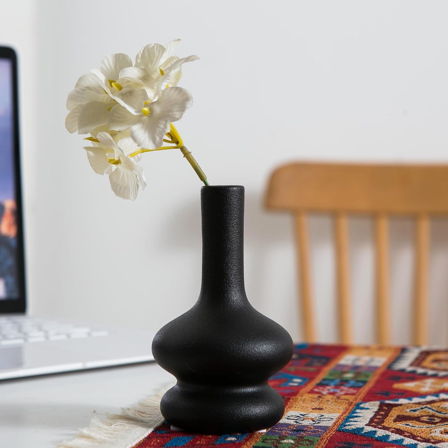 Boho Vases / Black Ceramic Bud Vase / Matte Black Vase / Set of 5