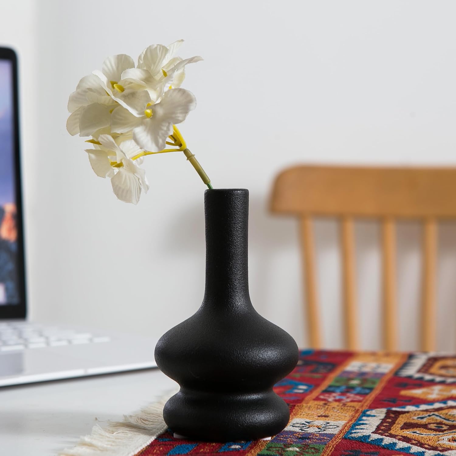 Boho Vases / Black Ceramic Bud Vase / Matte Black Vase / Set of 5