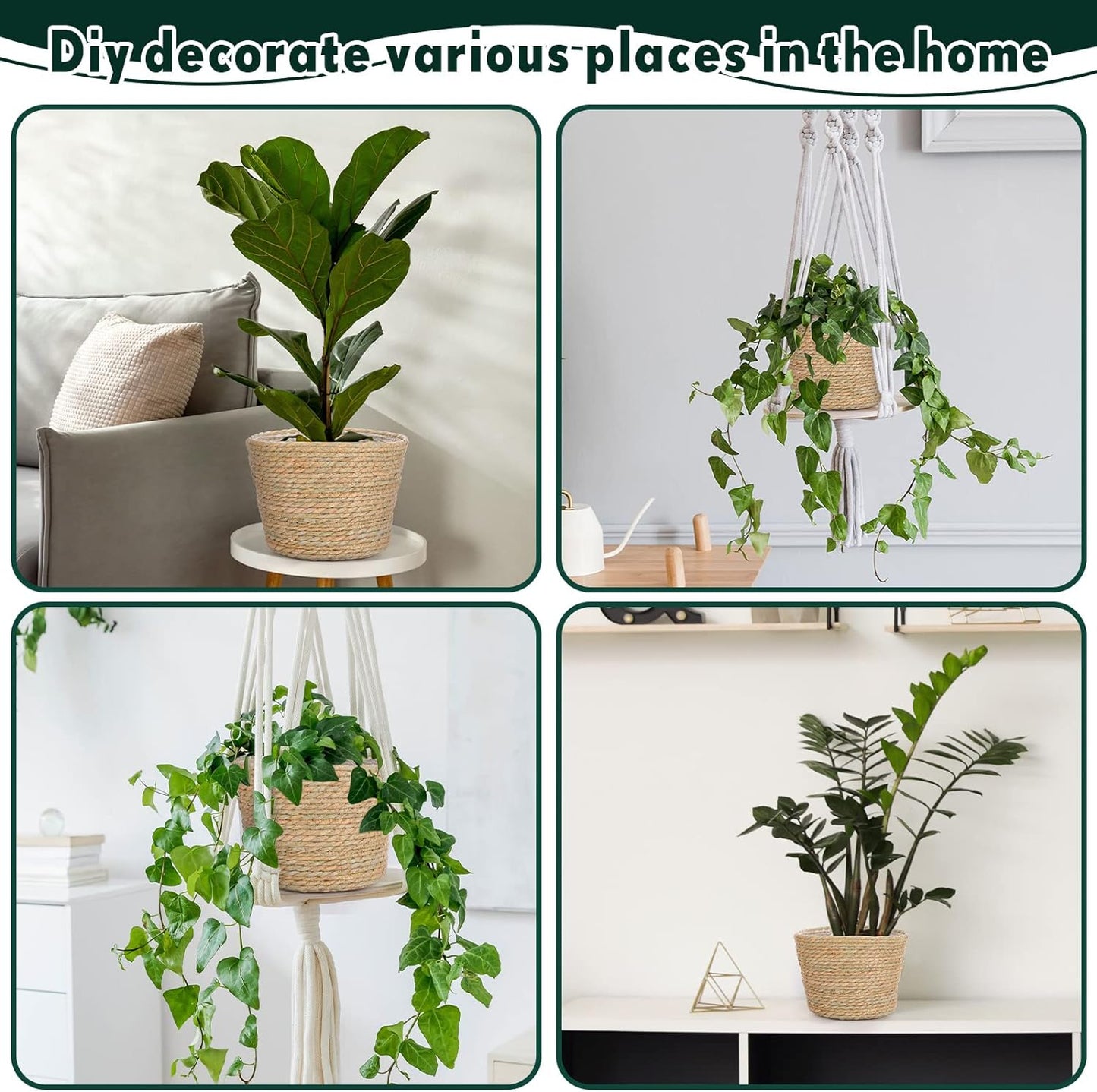 Seagrass Planter Basket Flower Pots Cover Plant Baskets Hand Woven Plant Basket / Classic / Set of 6