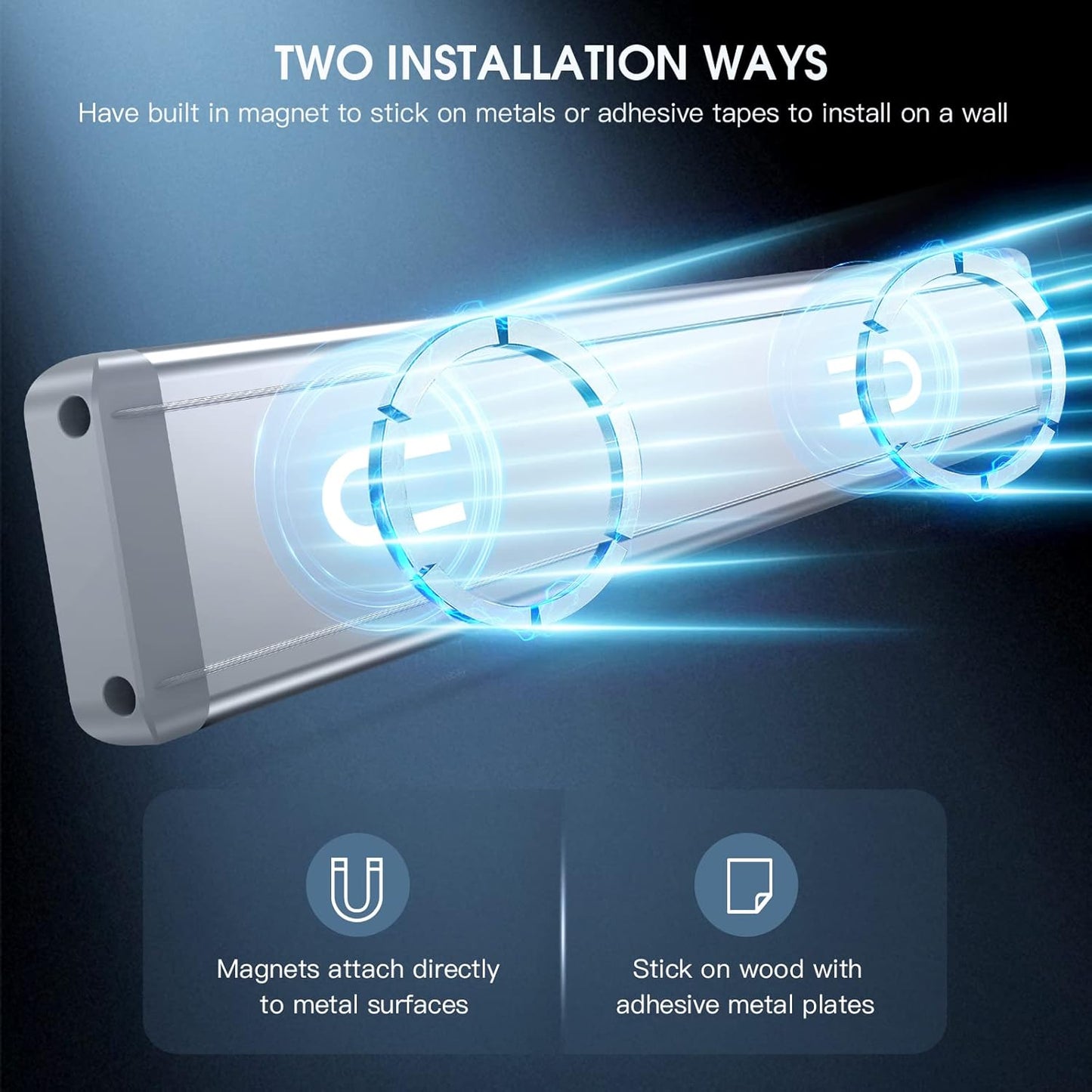 MCGOR 14.7inch Under Cabinet Lighting, 2 Pack Rechargeable Motion Sensor Light Indoor, 5 Levels Dimmable Magnetic