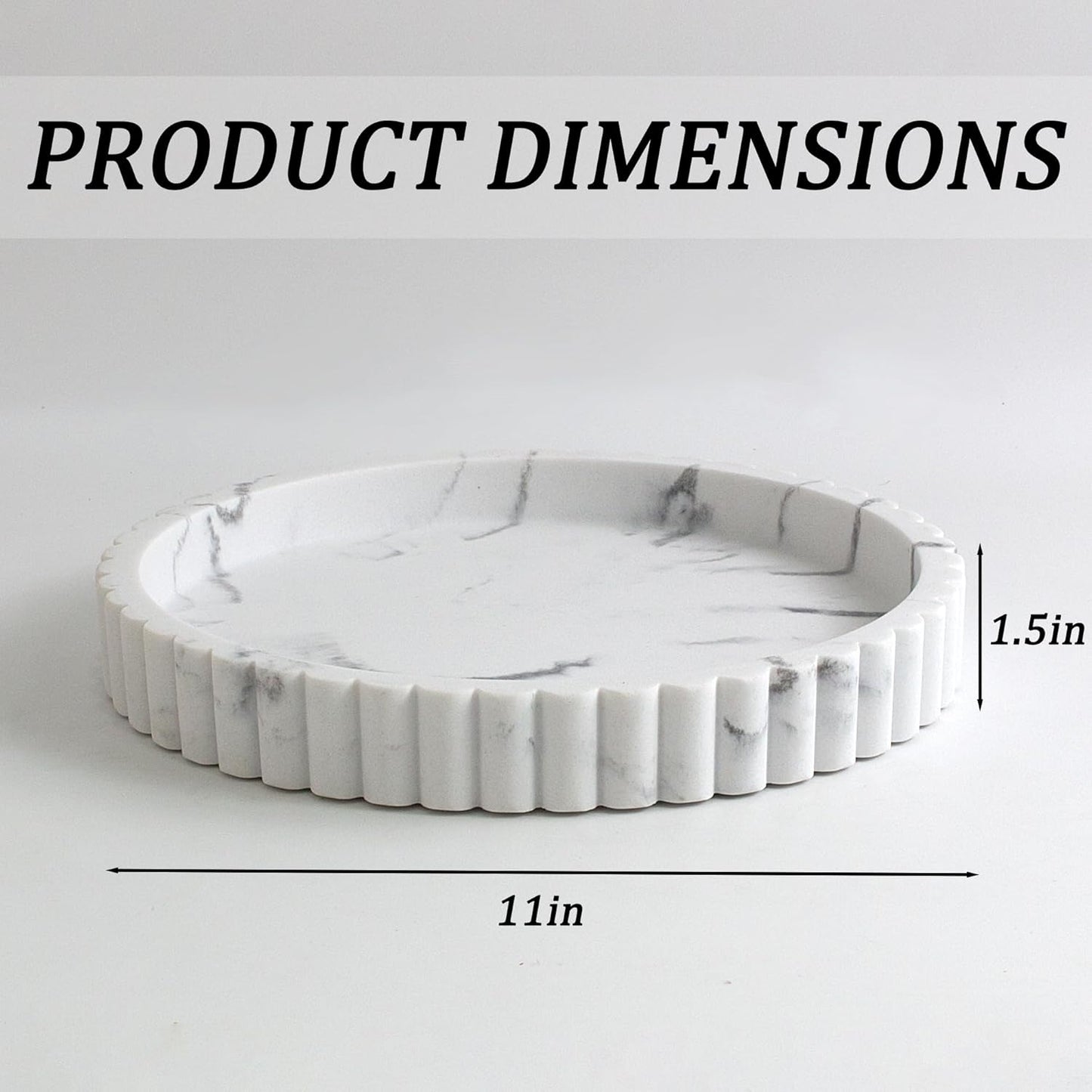 Modern Organizer / Decorative Coffee Table Tray / Marble White
