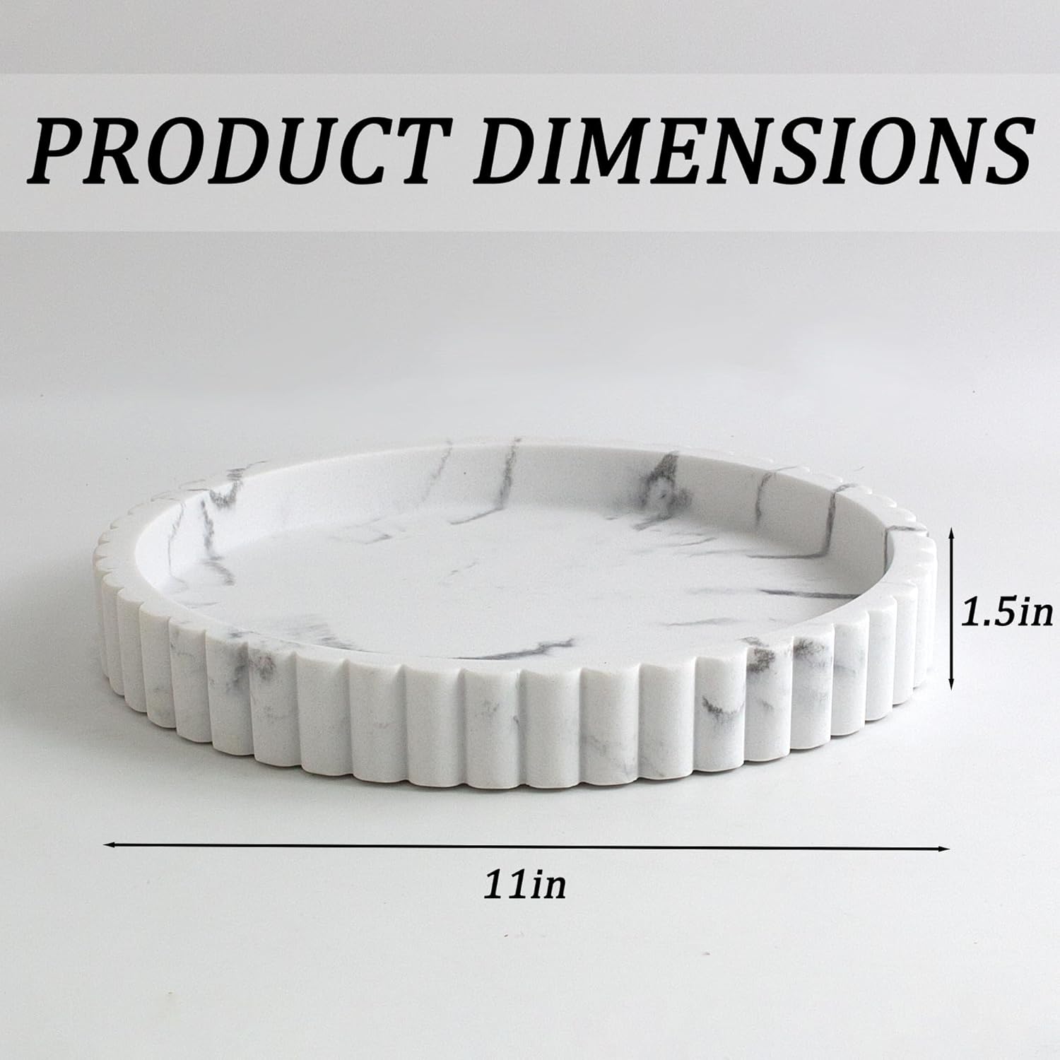 Modern Organizer / Decorative Coffee Table Tray / Marble White