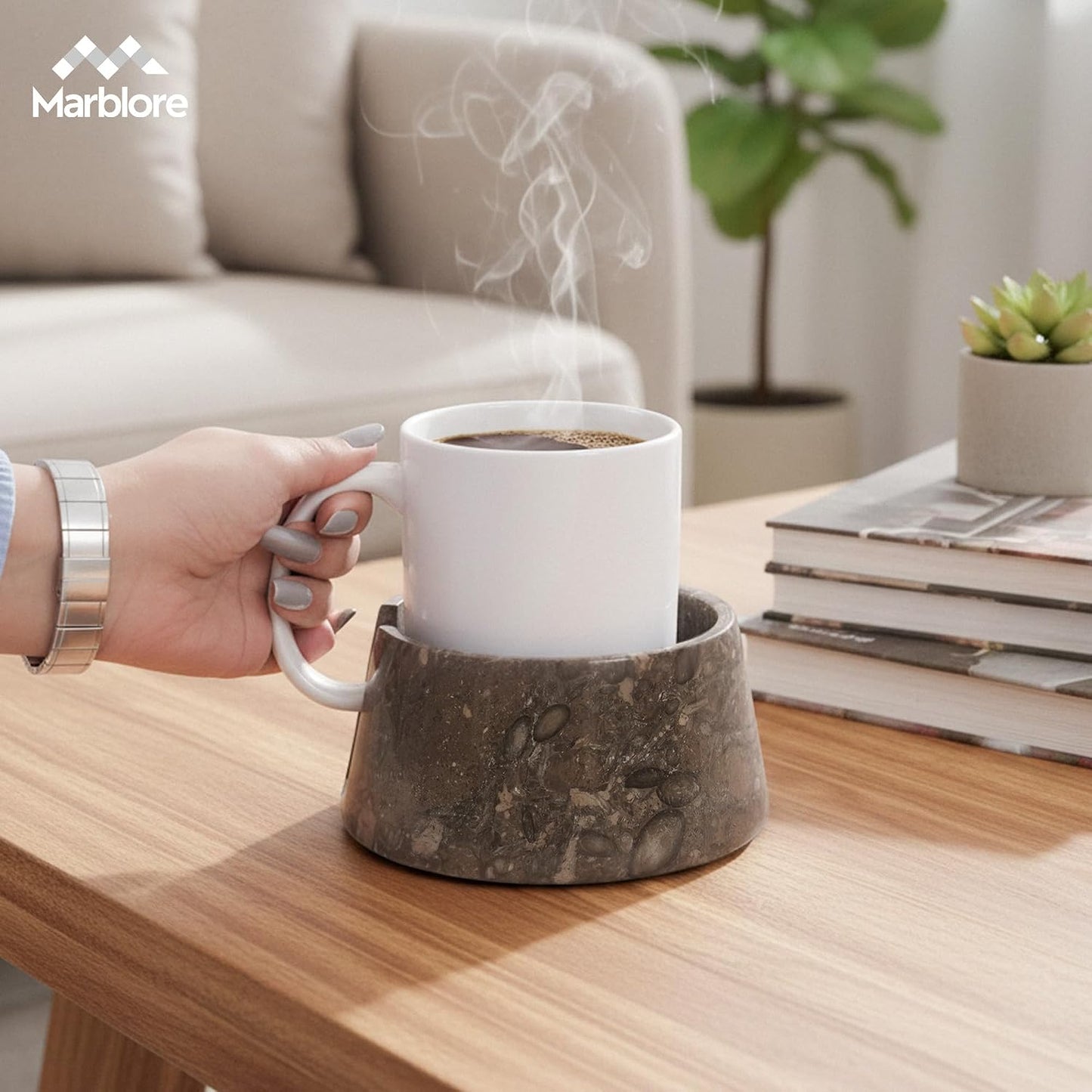 Stone Marble Drink Coaster 4" Dia Round Coasters / Oceanic