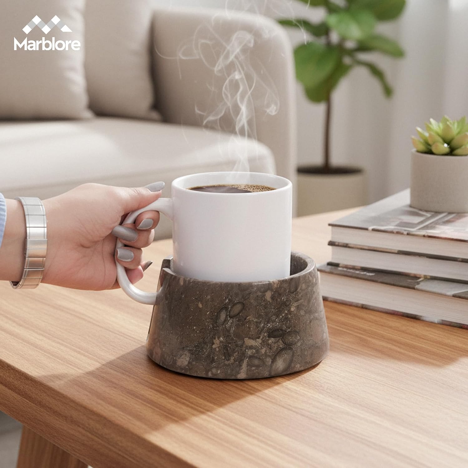 Stone Marble Drink Coaster 4" Dia Round Coasters / Oceanic