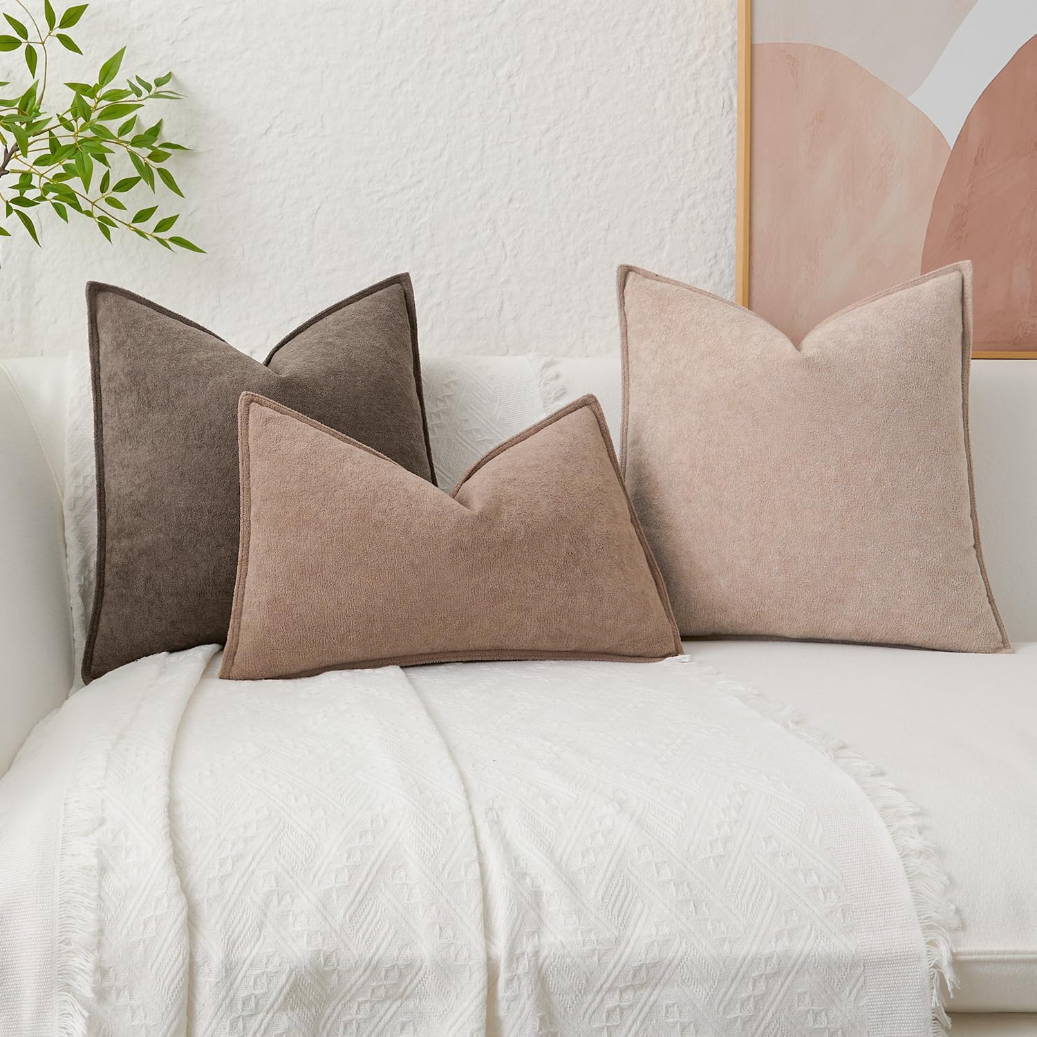 Kevin Textile Waterproof Decorative Pillow Covers Soft Boucle / 16 x 16 / Coco Brown / Set of 2