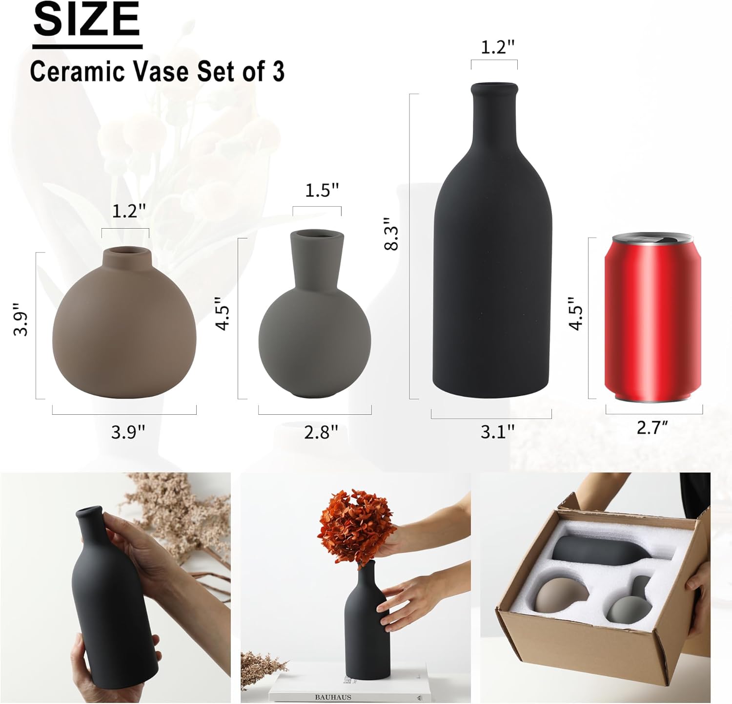 Ceramic Vase / 001-multicolor / Set of 3