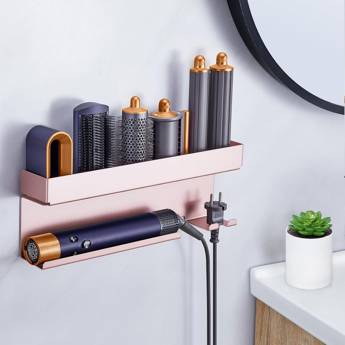 Storage Hair Dryer Holder for Curling Iron Accessories, Hair Tool Organizer Wall Mount, Curling Iron Holder, Bathroom