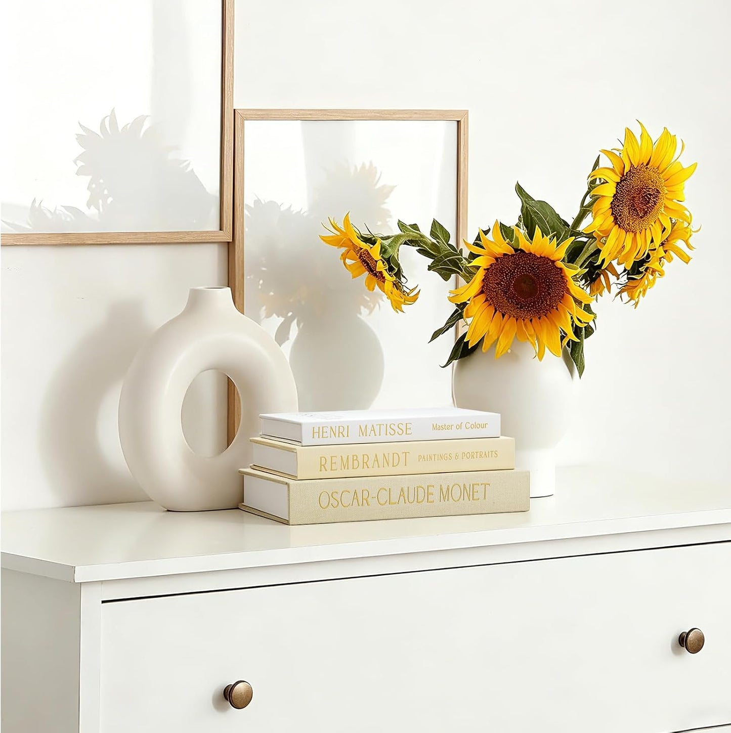 Decorative Books / Stack Fake Books for Decoration / Beige-light Beige-off-white / Set of 3