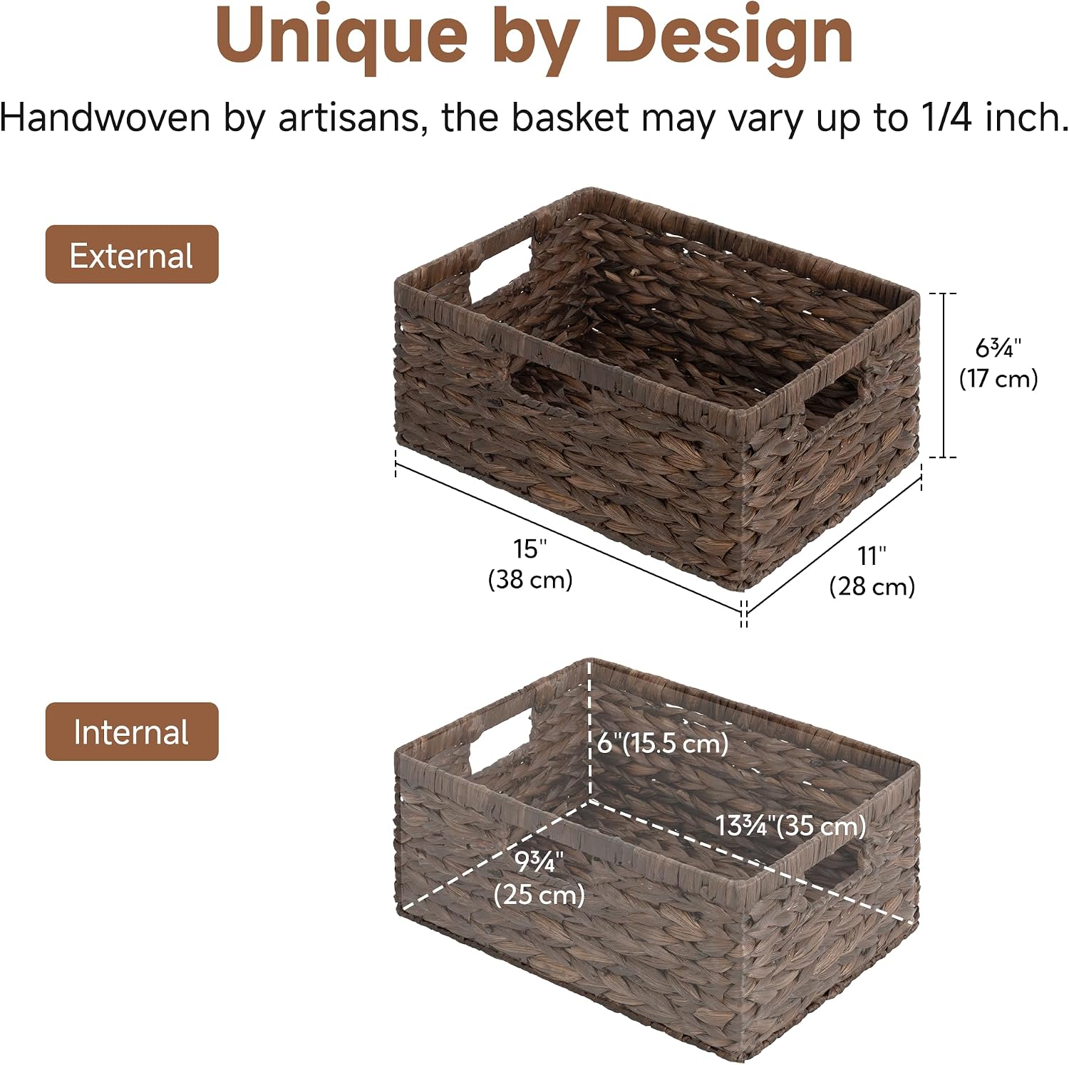 Wicker Shelf Baskets for Organizing / Brown