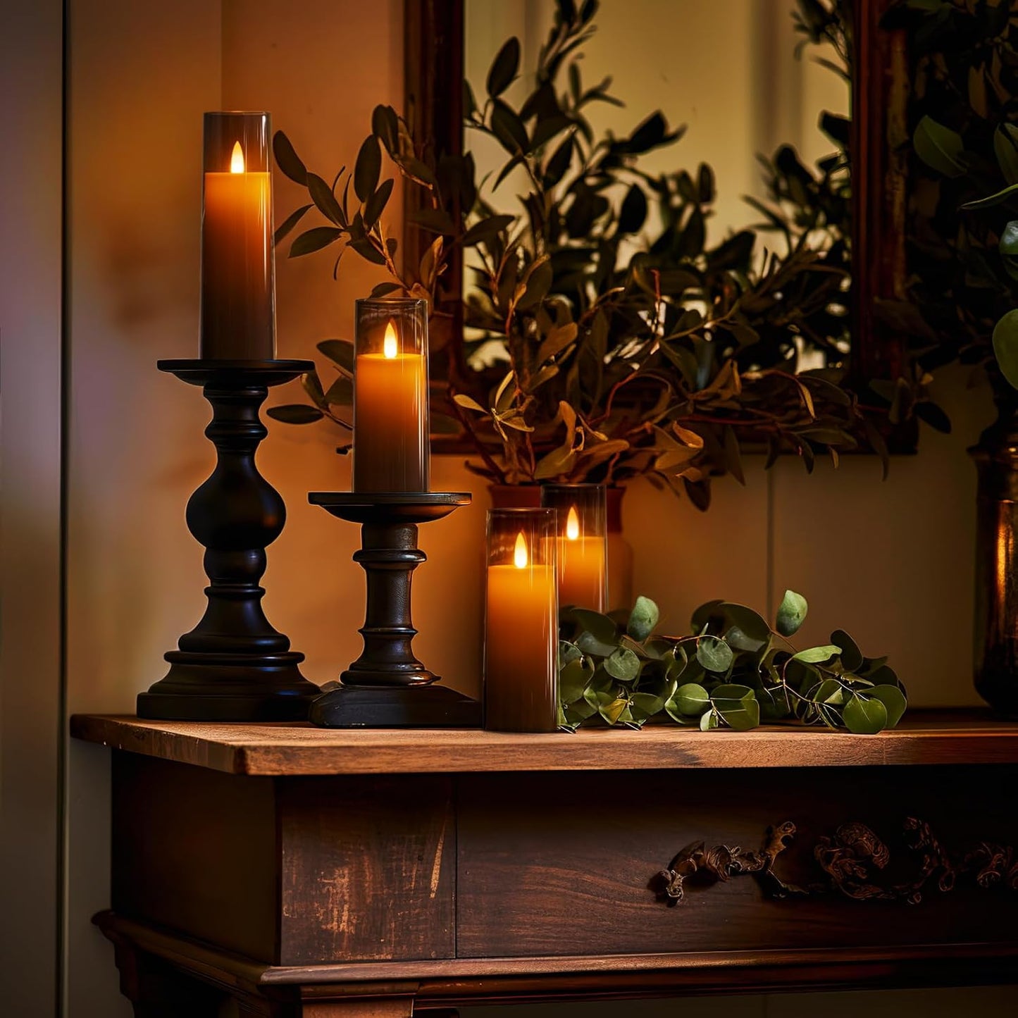 Homemory Decorative Flameless Candles, Battery Operated Candles with Remote & Timer, Flickering Led Pillar Candles
