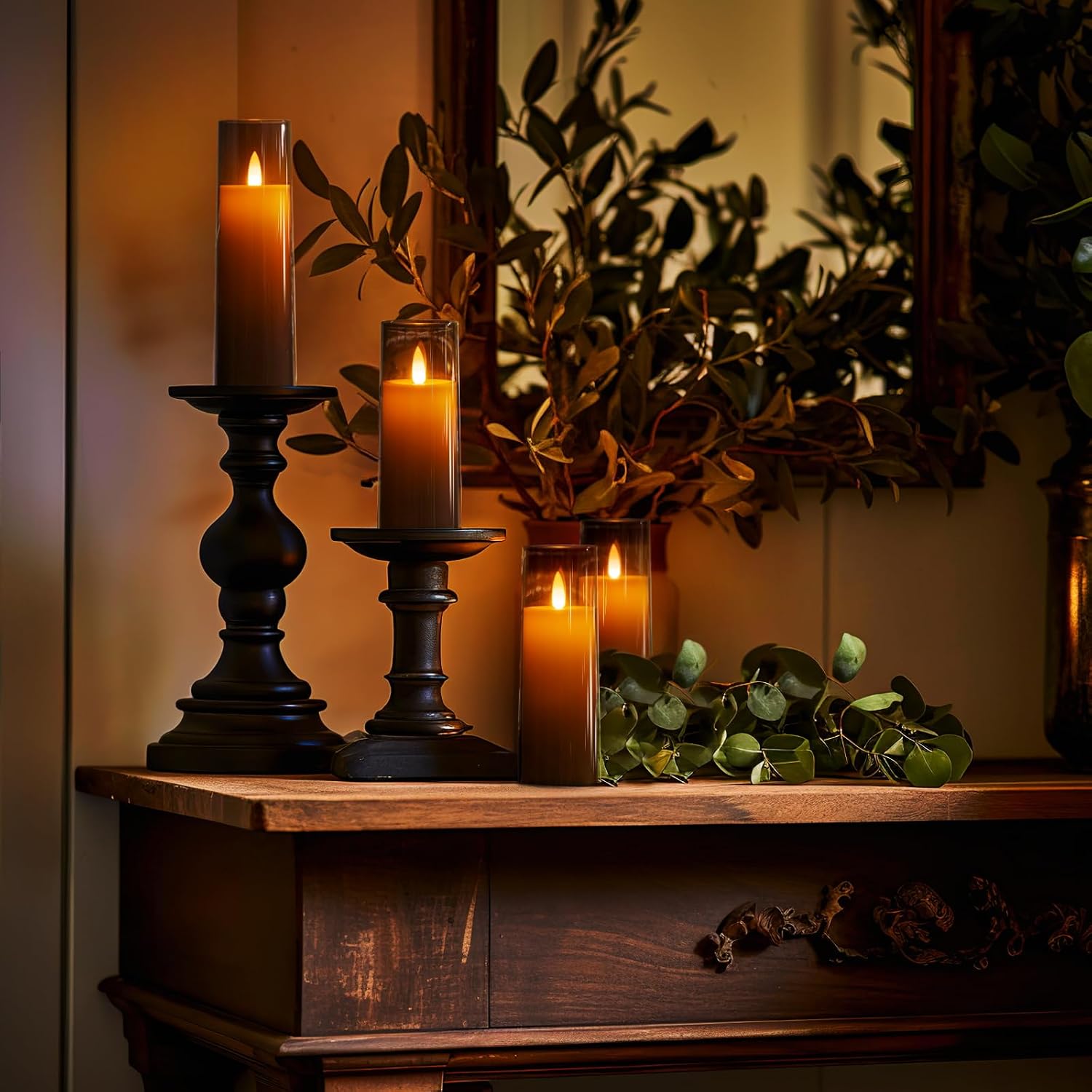 Homemory Decorative Flameless Candles, Battery Operated Candles with Remote & Timer, Flickering Led Pillar Candles