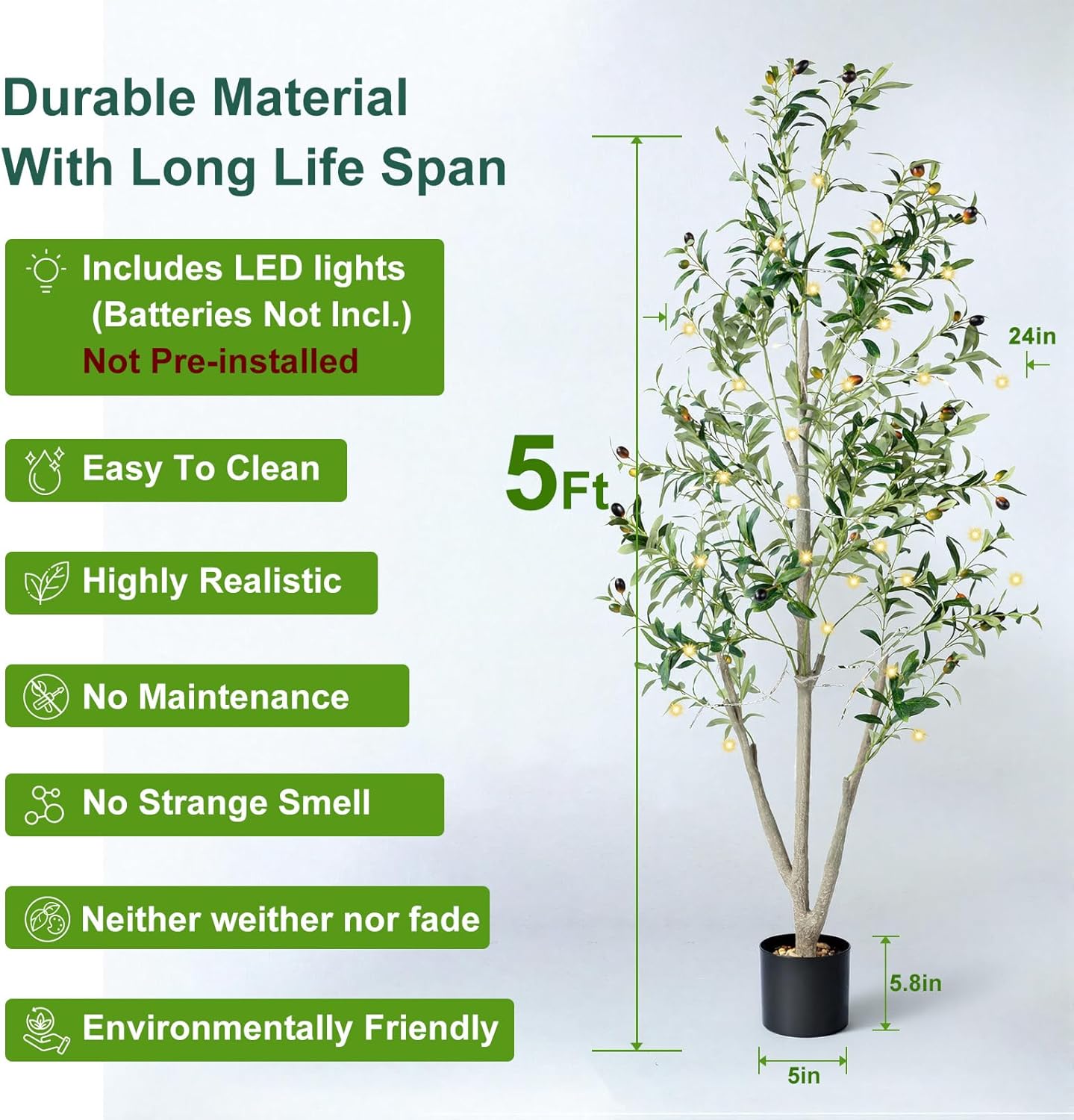 Artificial Plants Indoor / 5ft / 5 Inch