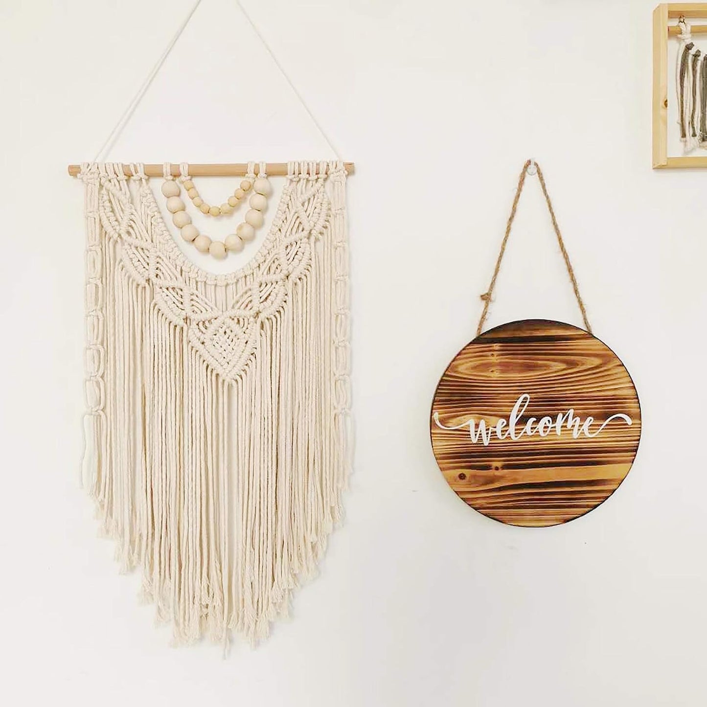 Macrame Wall Hanging Boho Macrame Tapestry Woven Home Decor Wall Pediment / 27.6"L x 15.7"W