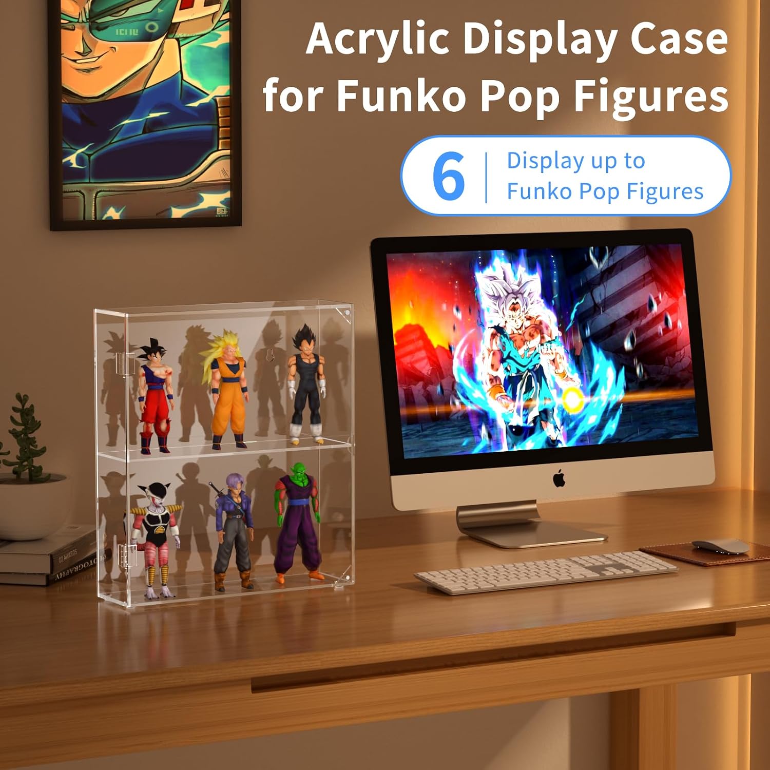 AITEE 2 Tiers Acrylic Display Case for Mini Funko Pop on Wall or Desktop | 11.8"Lx3.4"Wx13.3"H, dustproof, 2 tiers