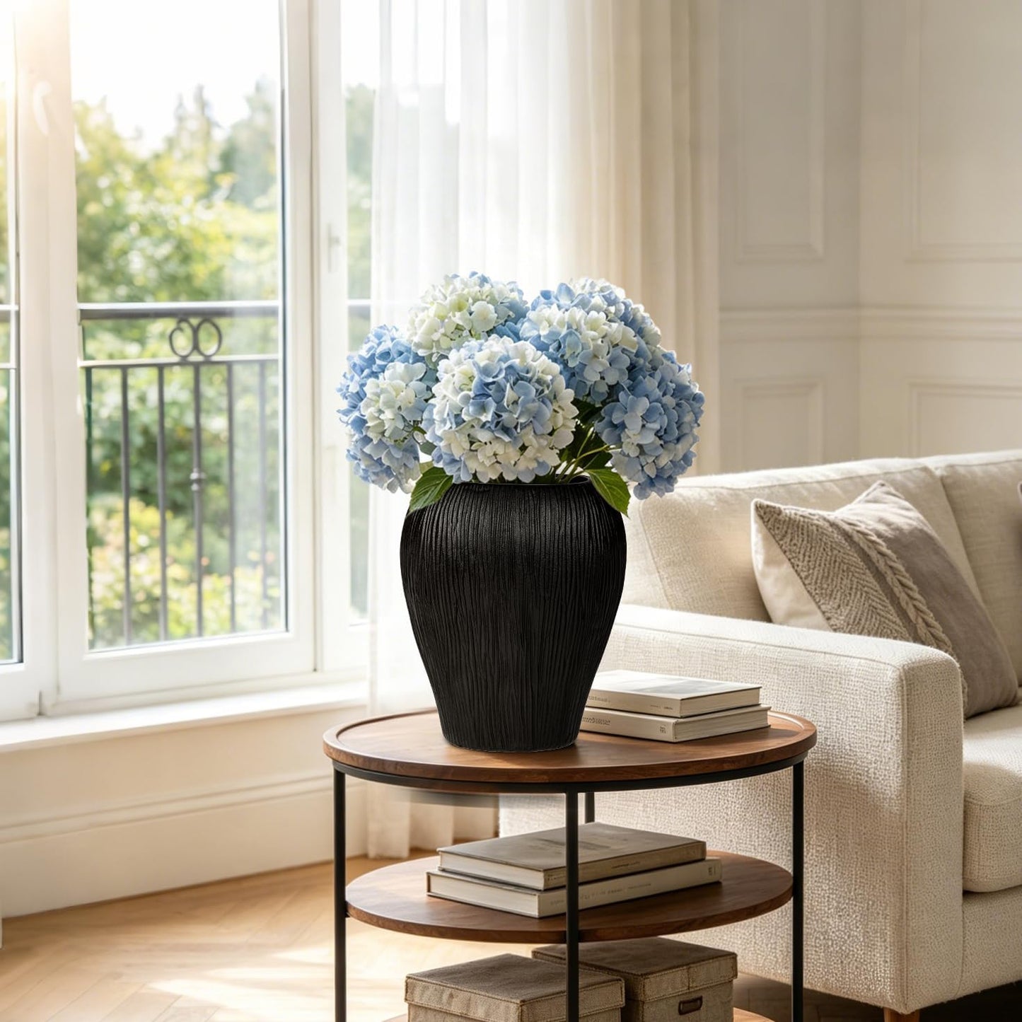 Slim Flat Ceramic Vase / Black / Set of 13