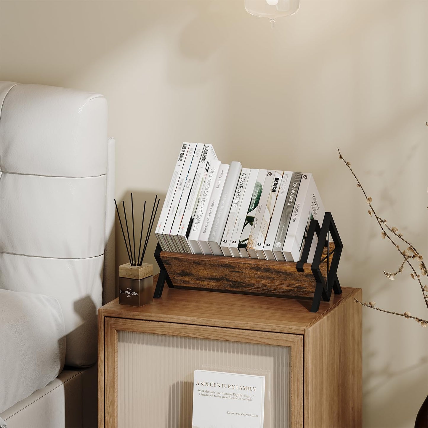 YINMIT Wood Desktop Bookshelf, Retro Tabletop Bookshelf, Desk Shelf for Top of Desk in Living Room, Home, Office