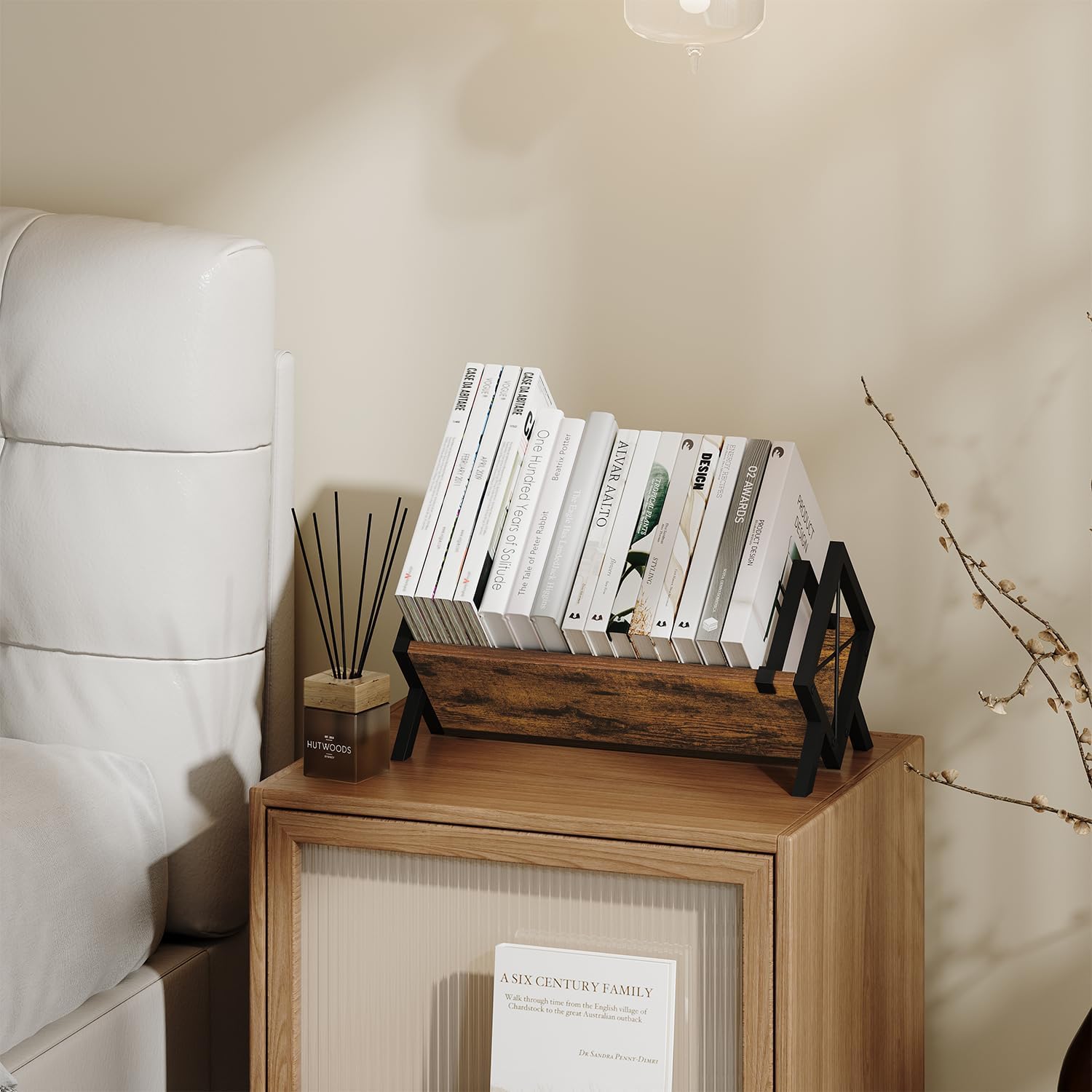 YINMIT Wood Desktop Bookshelf, Retro Tabletop Bookshelf, Desk Shelf for Top of Desk in Living Room, Home, Office