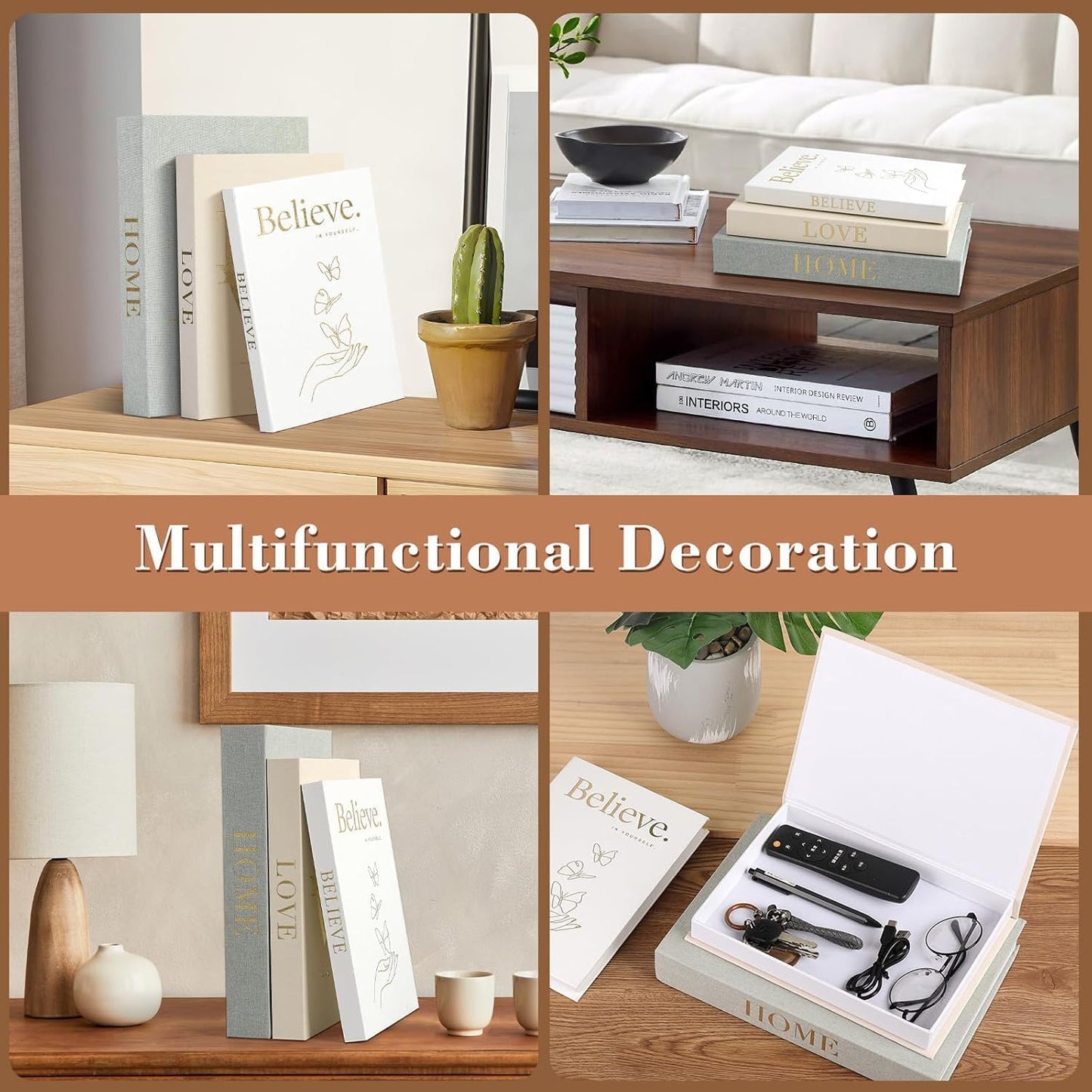 Decorative Books Linen Fake Books / Set of 3
