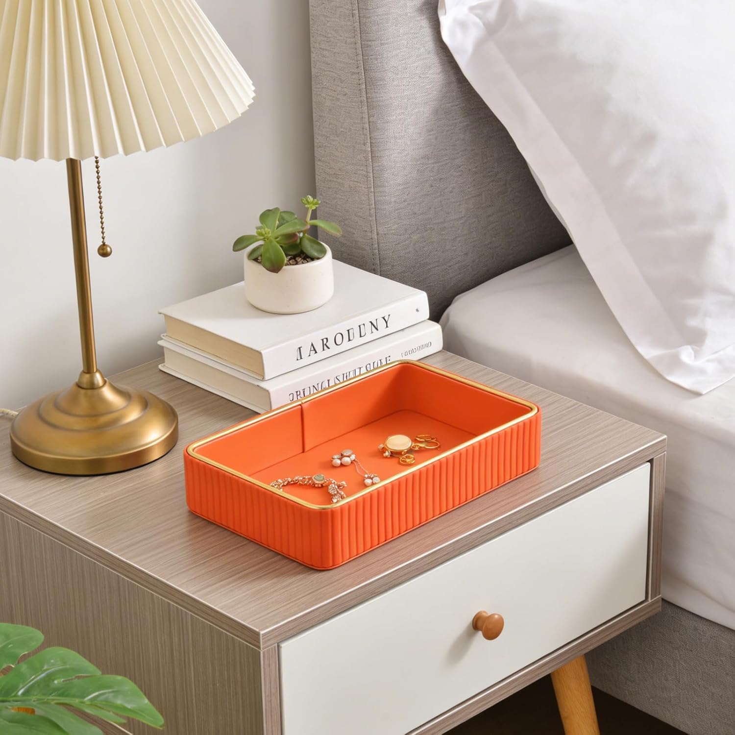 PU Leather Valet Tray / Orange