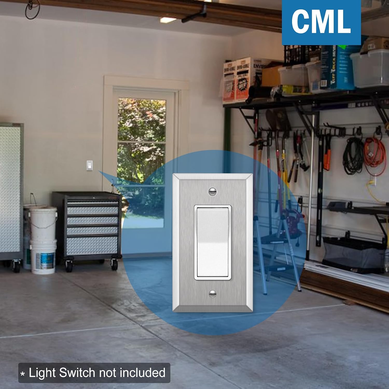 CML 20 Pack 1-Gang Decorator Metal Wall Plate, Standard Size, Silver | Stainless Steel Outlet Receptacle Covers &