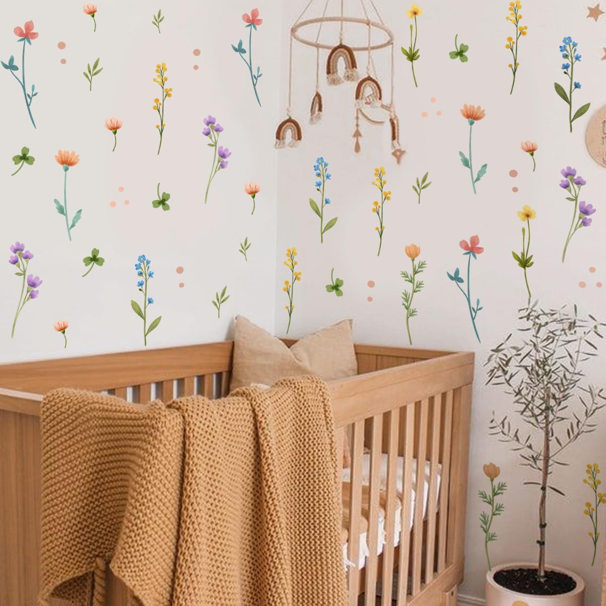 Boho Watercolor Flower Wall Stickers / Flower Wall Stickers-6589