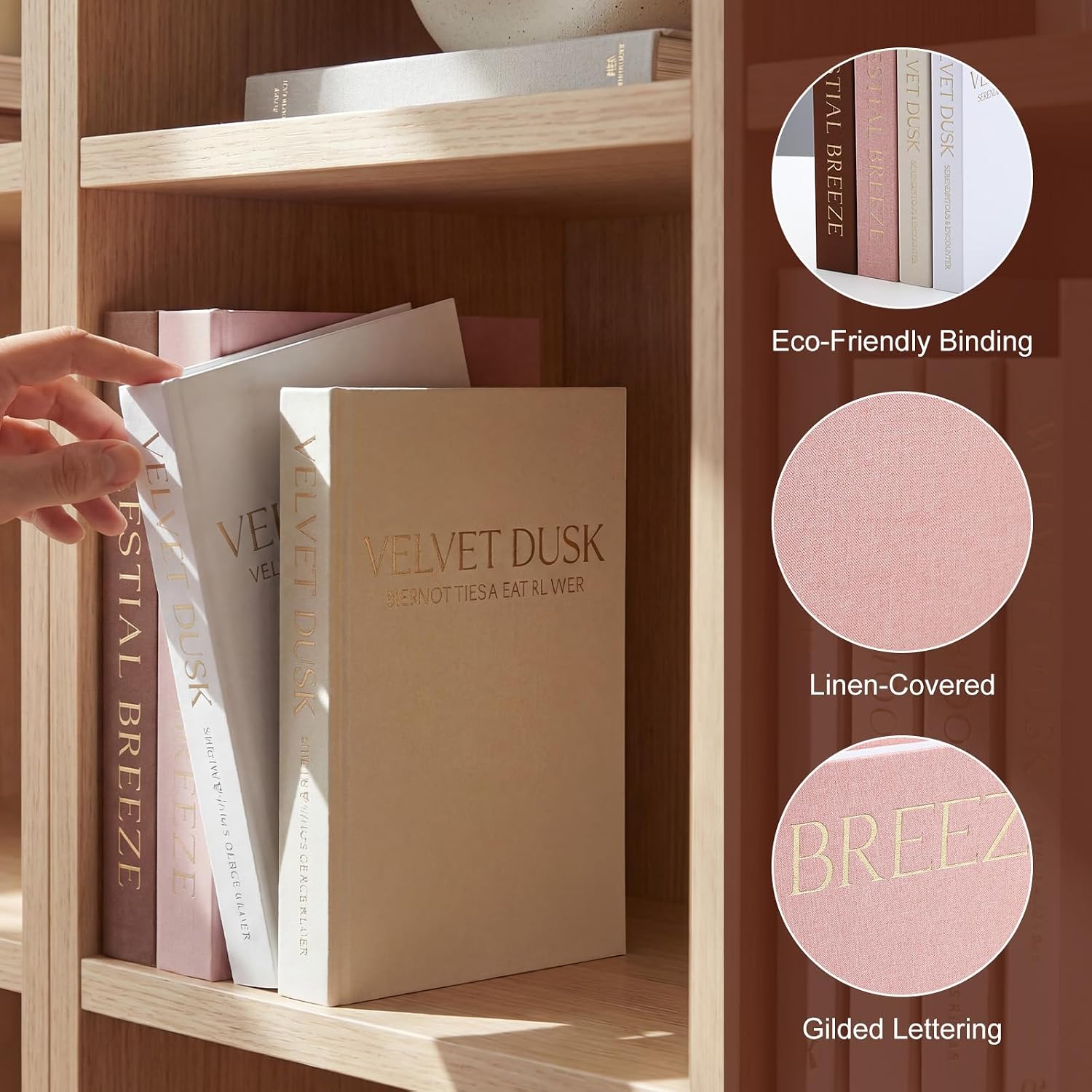 Faux Books Storage Box Fake Decorative Book / Cherry Blossom Pink, Beige, Brown, White / Set of 4