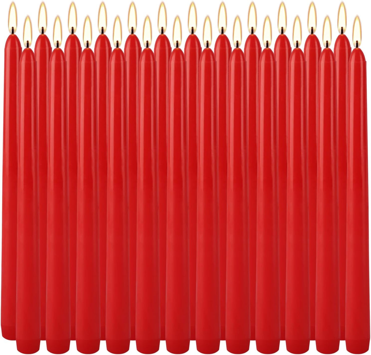 YOROXRG 24 Pack Red Taper Candles, 7-8 Hours Burn Time, Unscented, Smokeless and Dripless, 0.75 x 10 Inch Dinner Candle Set for Christmas,Household, Wedding, Party and Home Décor Candlesticks