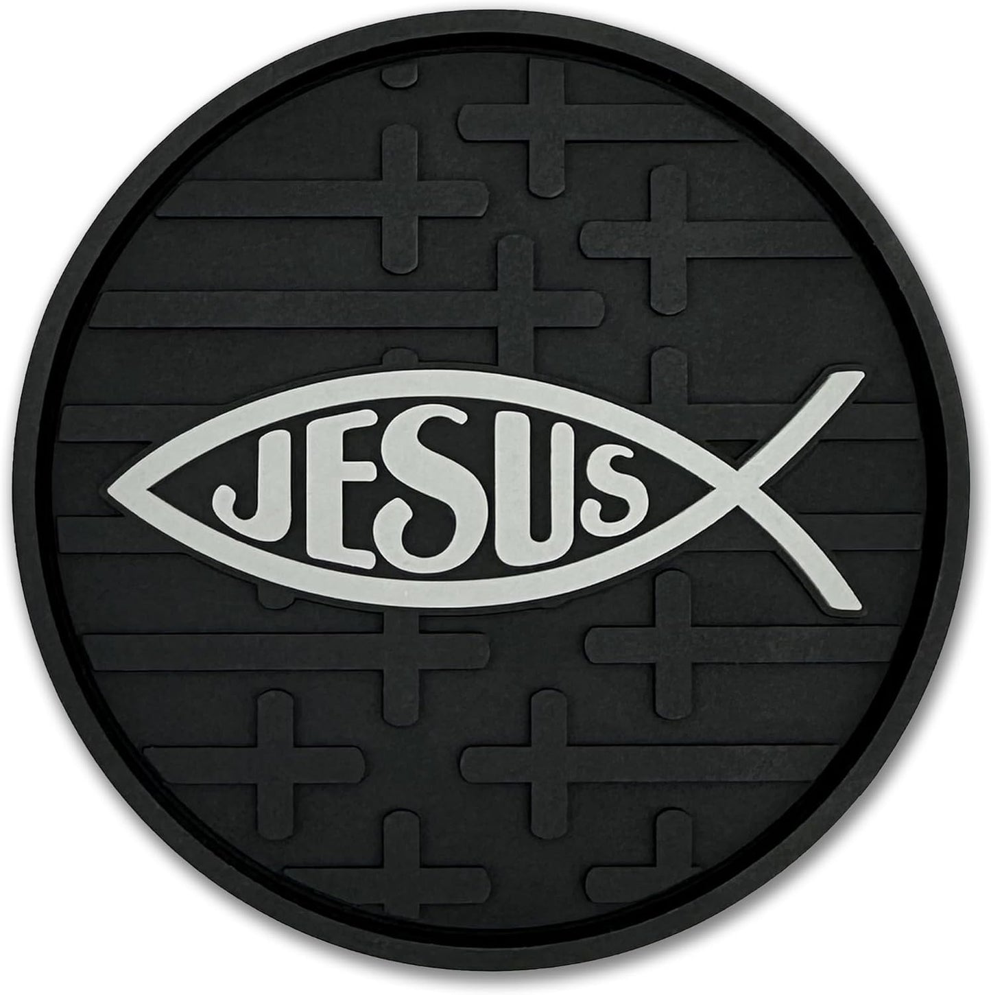 Christian Jesus Fish and Crosses Textured 3D Automotive Religious / Religious 4-pack / Set of 4