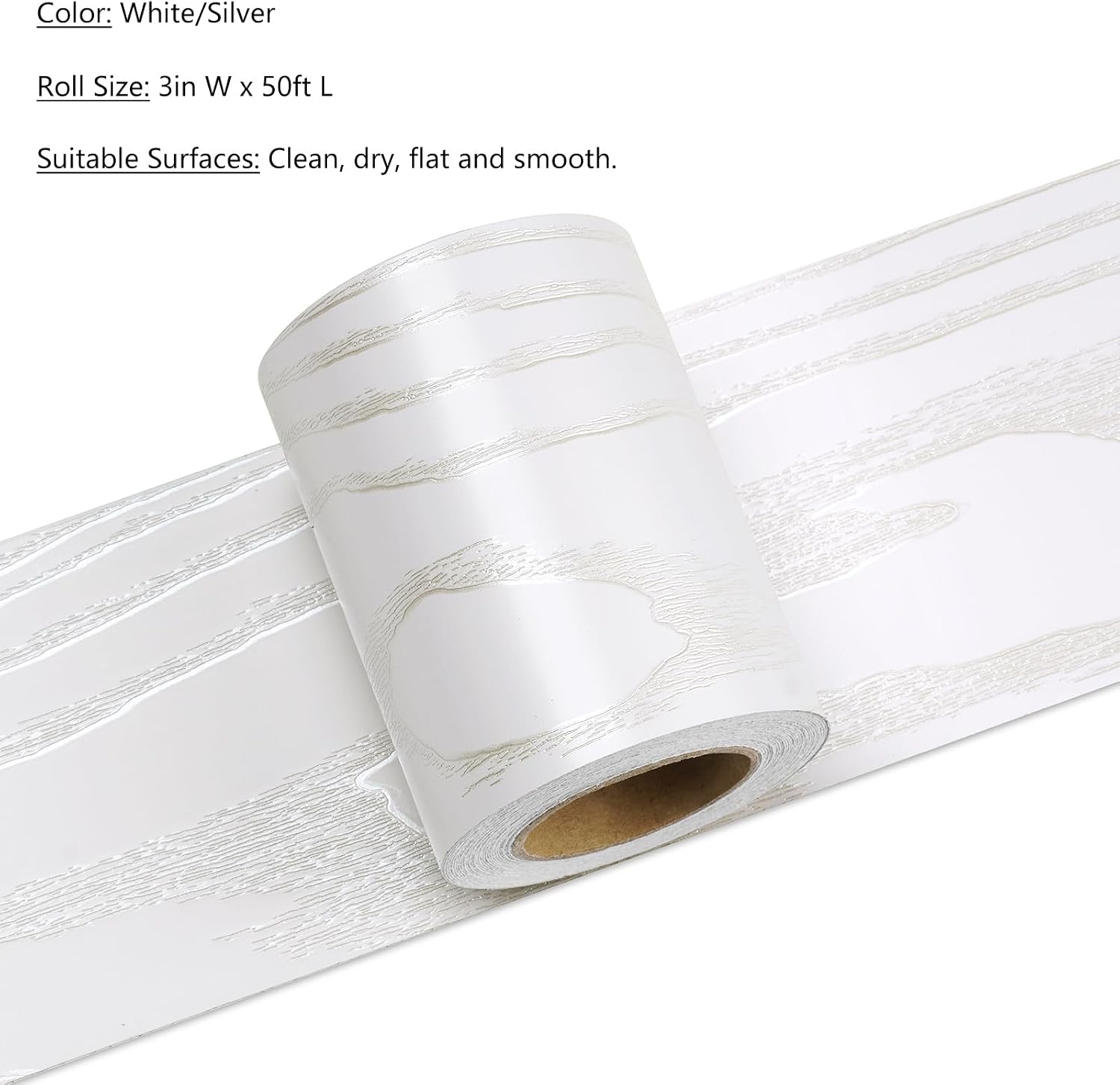 x Wood Wallpaper Border Peel and Stick Wall Border Textured Wood Grain / 3 x 600 / Silver White