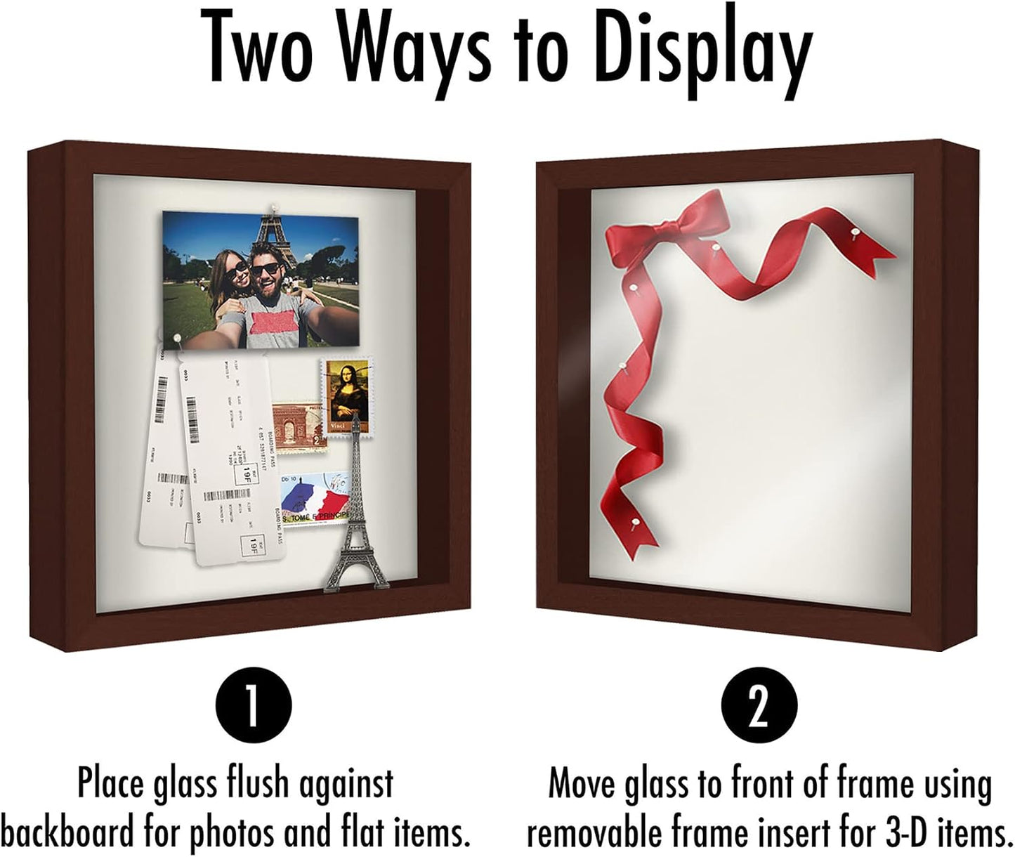Americanflat 11x11 Shadow Box Frame - Engineered Wood - Mahogany | Shatter-resistant glass, 1.5 inch interior depth