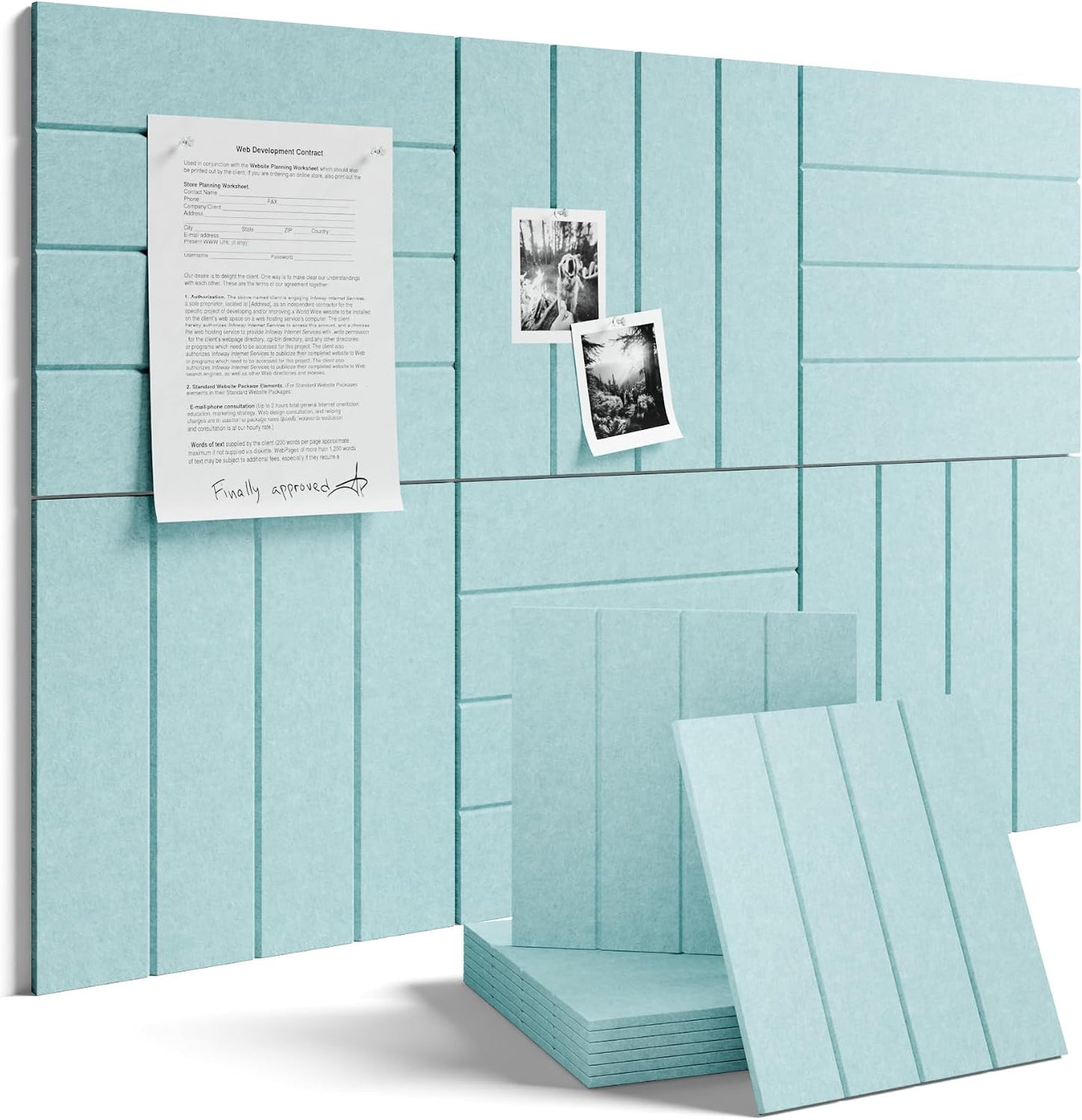 Fluxynara 36" x 24" Large Felt Bulletin Board, Aqua Blue
