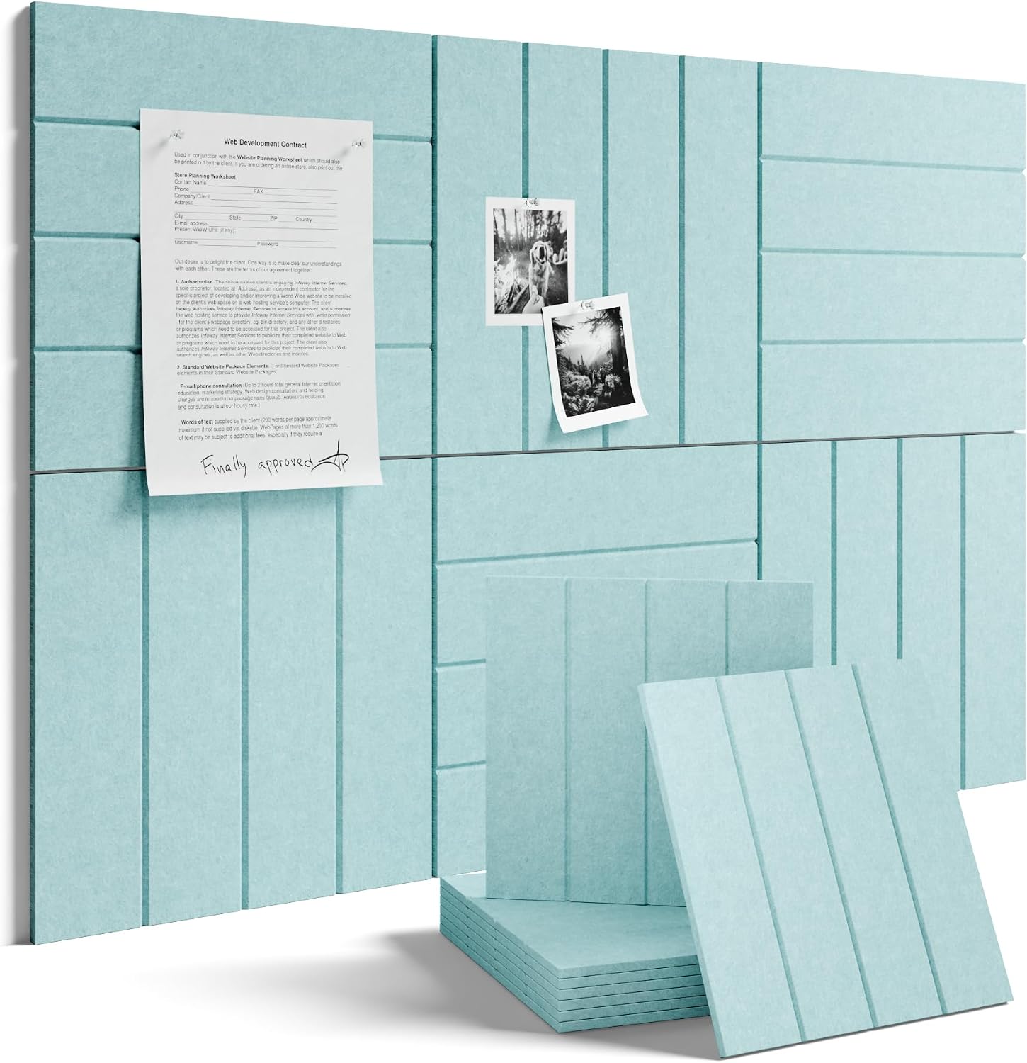 Fluxynara 36" x 24" Large Felt Bulletin Board, Aqua Blue