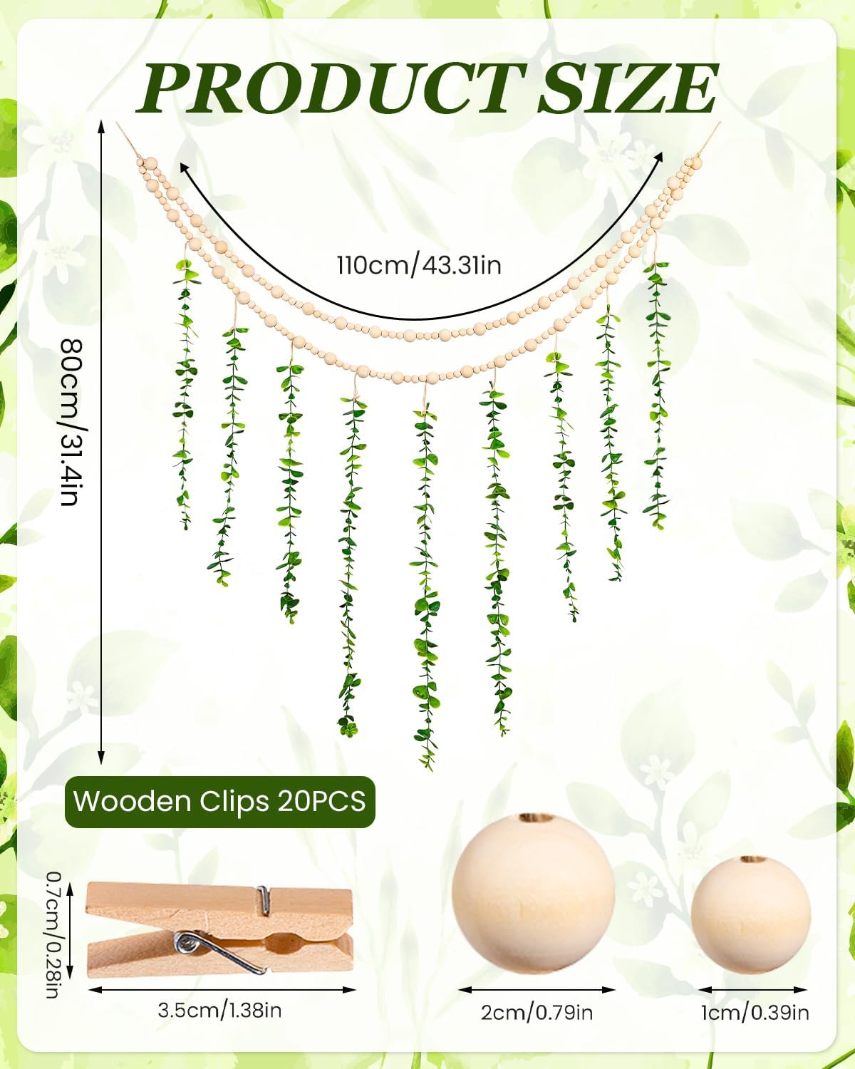 Wooden Beads Garland / Boho Wall Decor