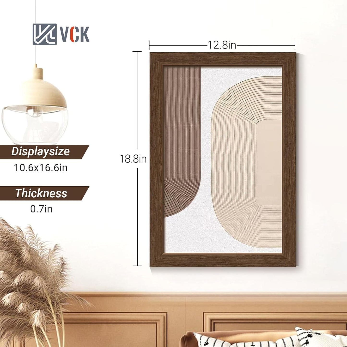VCK 11x17 Picture Frame Brown 4 Pack, Wide Thick Wood Border, for Print | Exclusive Woodgrain, Wall Hanging, HD