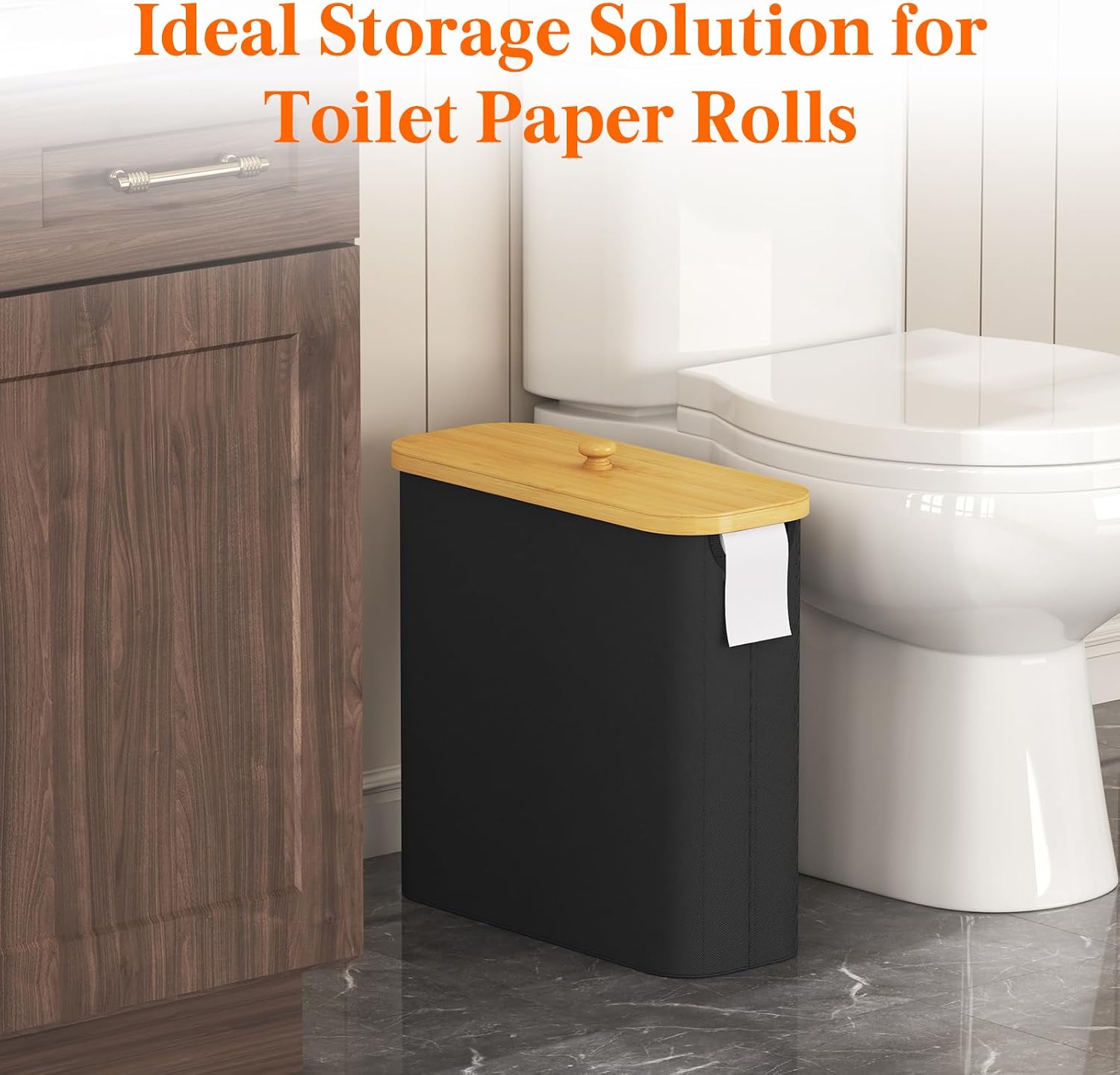 Lifewit Toilet Paper Storage Holder, Extra Large Stand Basket, 30L, Black | 12 to 16 Rolls, Extra Large Paper Stand