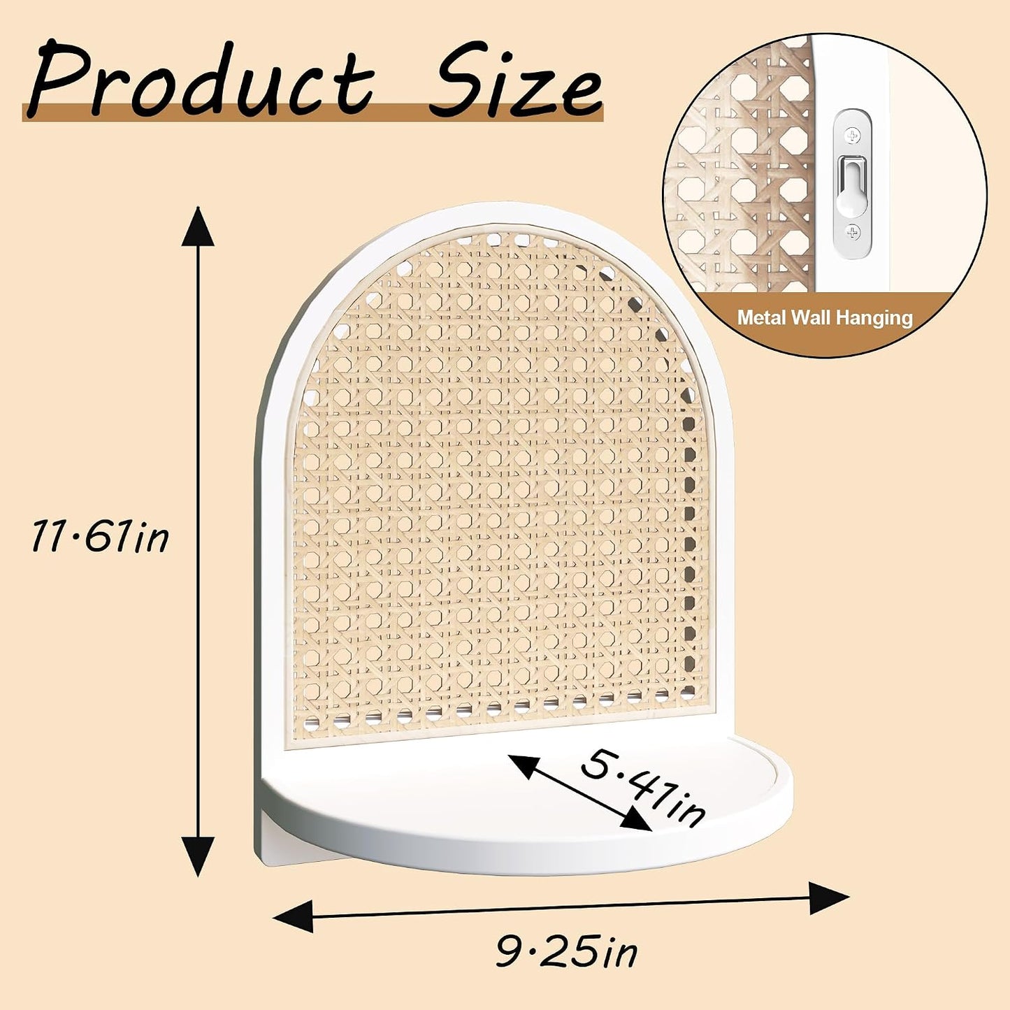 Boho Wall Decor Small Floating Shelf for Plant / White / 9.25*5.41*11.61 Inch / Set of 2