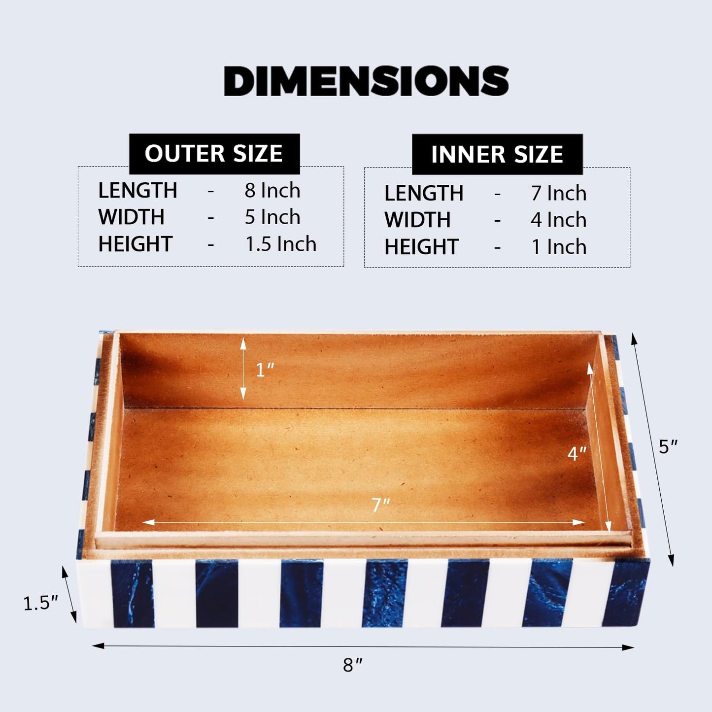 Small Organizer Box / CHEVRON BLUE / 8 x 5 x 1.5
