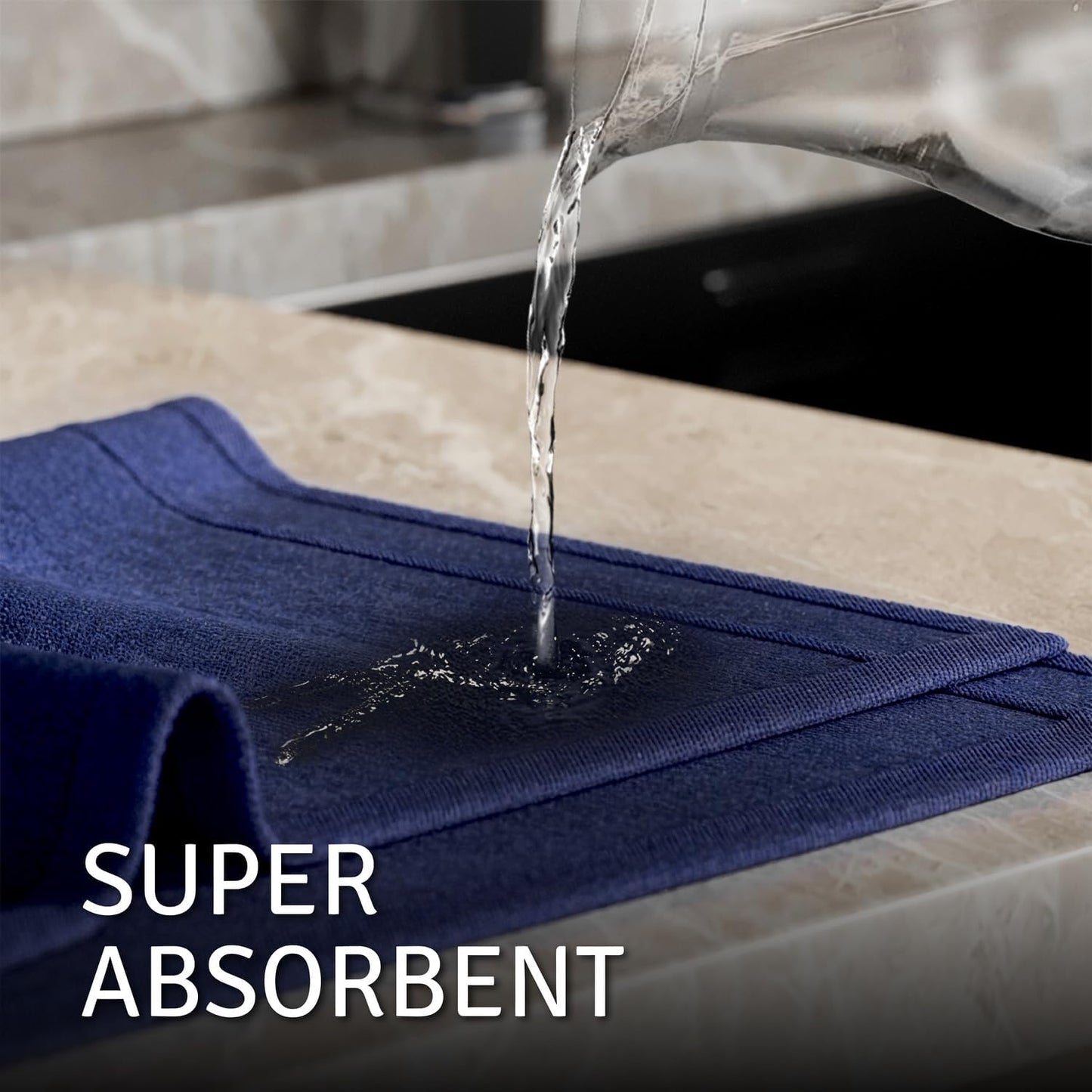 Creative Scents 100% Cotton Blue Velour Fingertip Towels - 4 Pack 11 by 18 Inch – Decorative, Extra Absorbent and Soft