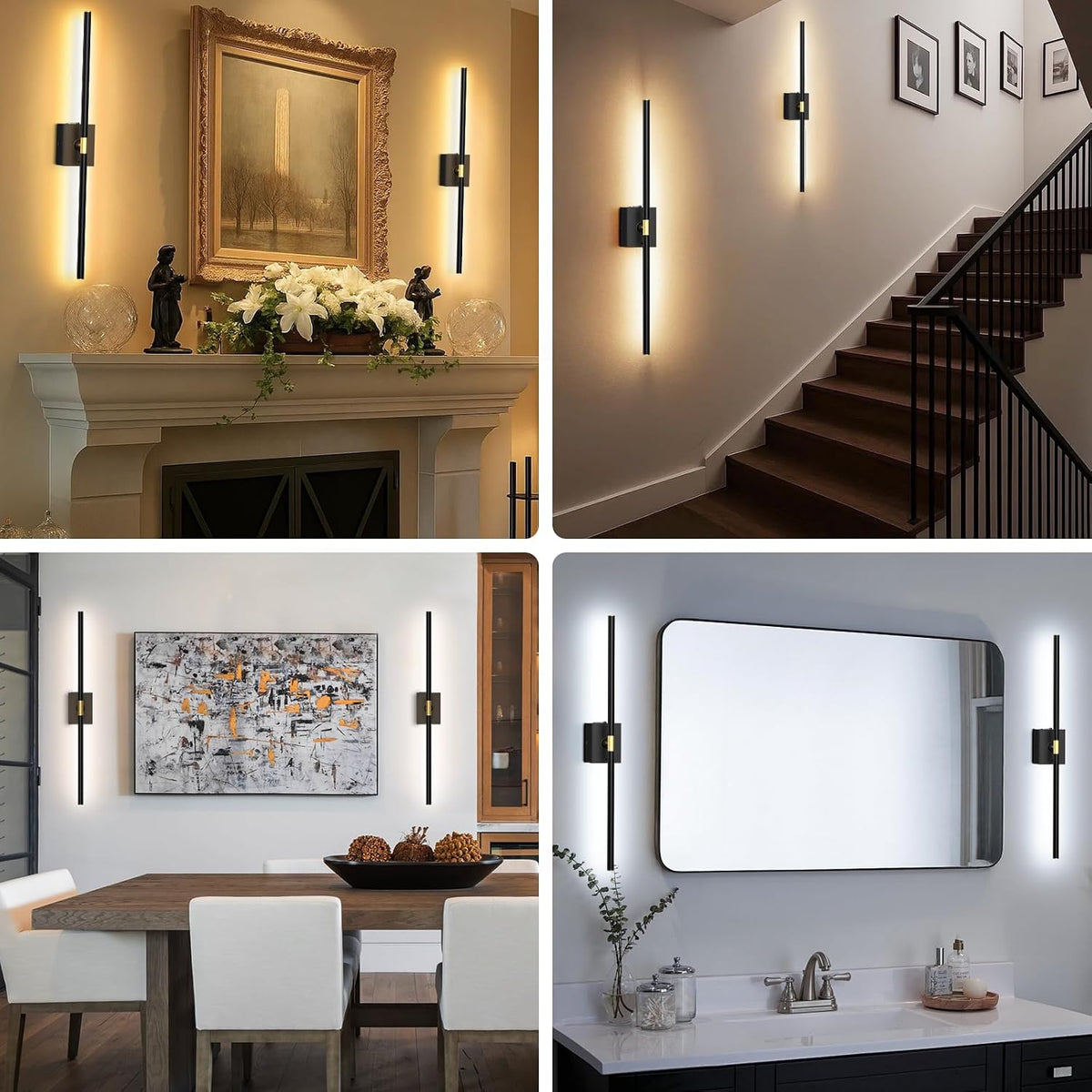 Eneru Battery Operated Wall Sconce, Rechargeable Wireless Light 1 Pack 4CCT | 10000mAh Battery Powered, Touch and